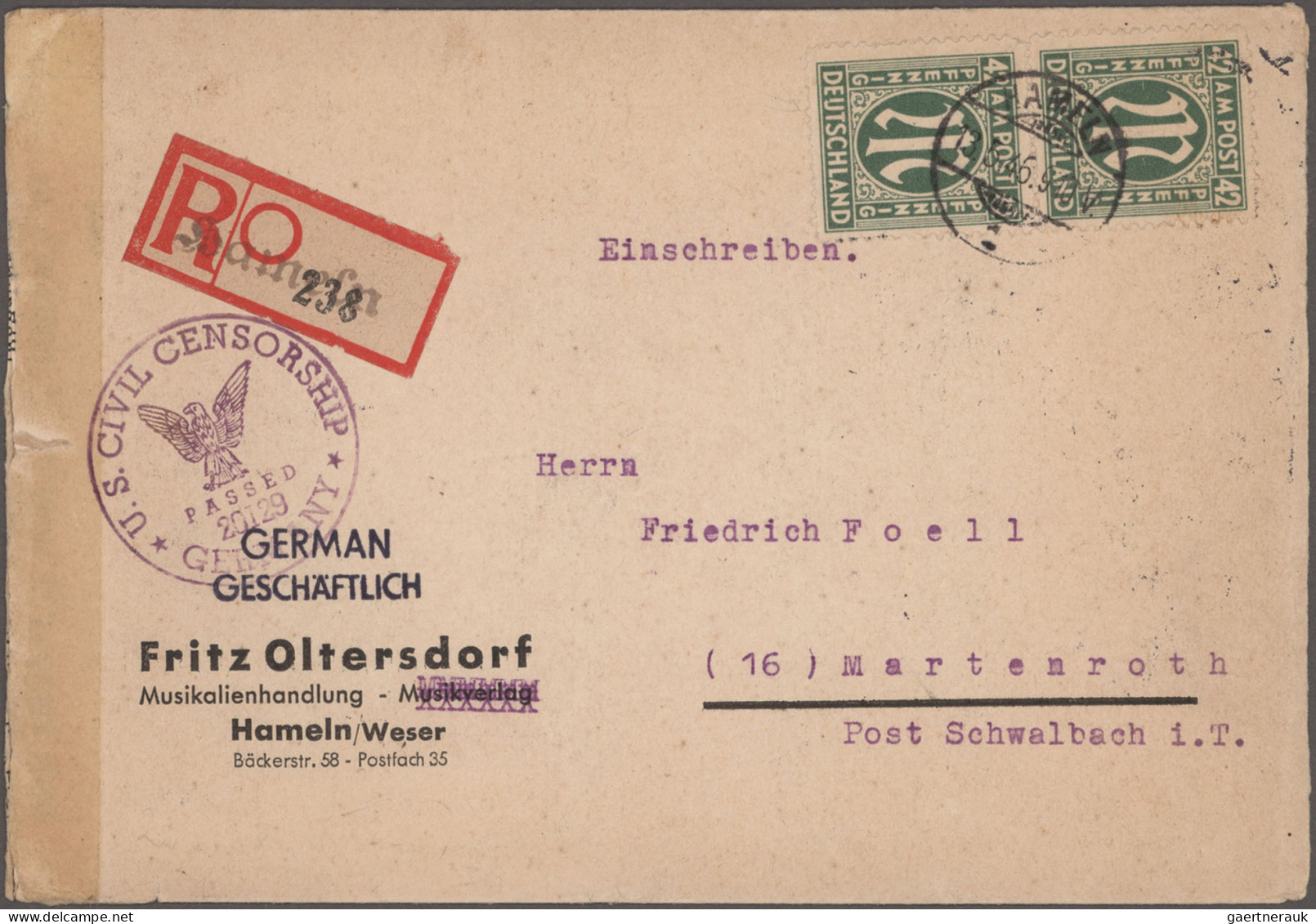 Bizone: 1945/1946, AM-Post deutscher Druck, sehr interessante und werthaltige Ko