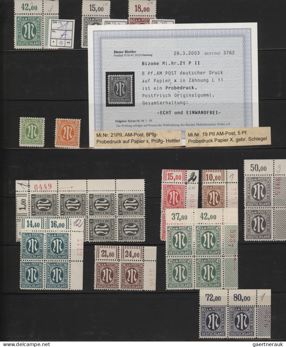 Bizone: 1945/1946, AM-Post Deutscher Druck, Umfassende Spezialsammlung Von über - Autres & Non Classés