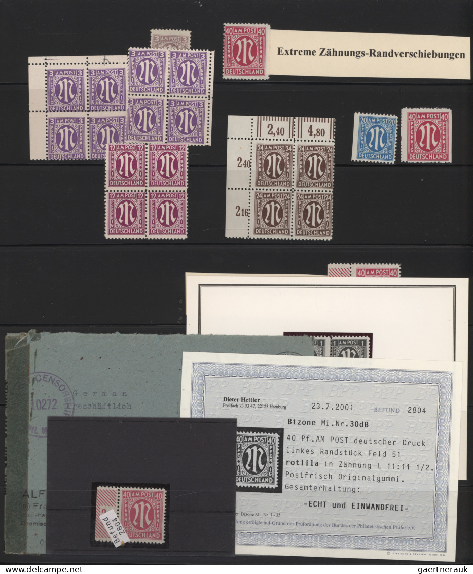 Bizone: 1945/1946, AM-Post Deutscher Druck, Umfassende Spezialsammlung Von über - Sonstige & Ohne Zuordnung