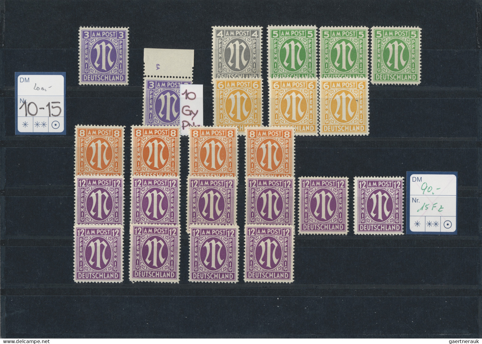 Bizone: 1945/1946, AM-Post Englischer Druck, postfrische Spezialpartie mit ca. 4