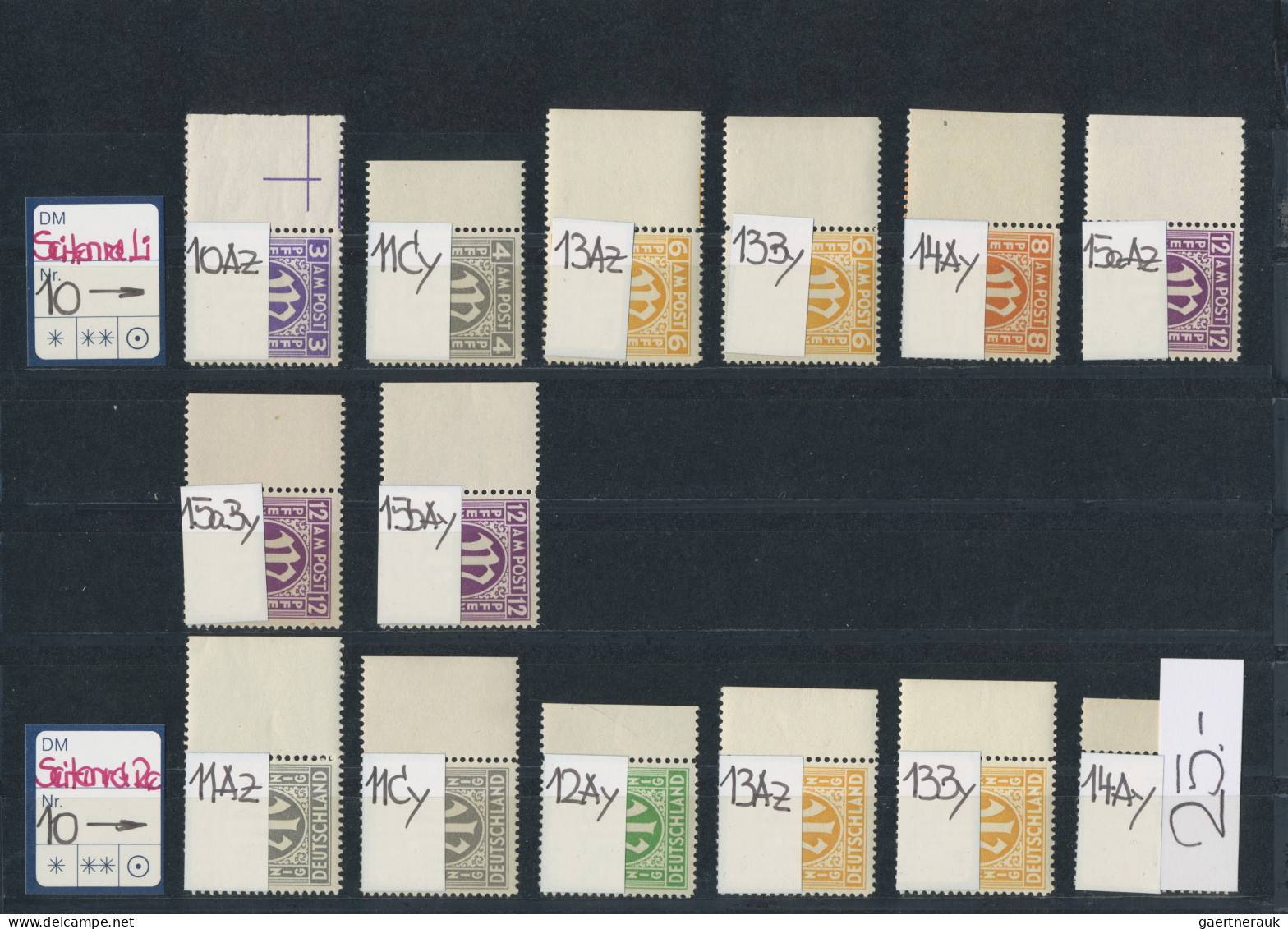 Bizone: 1945/1946, AM-Post Englischer Druck, postfrische Spezialpartie mit ca. 4