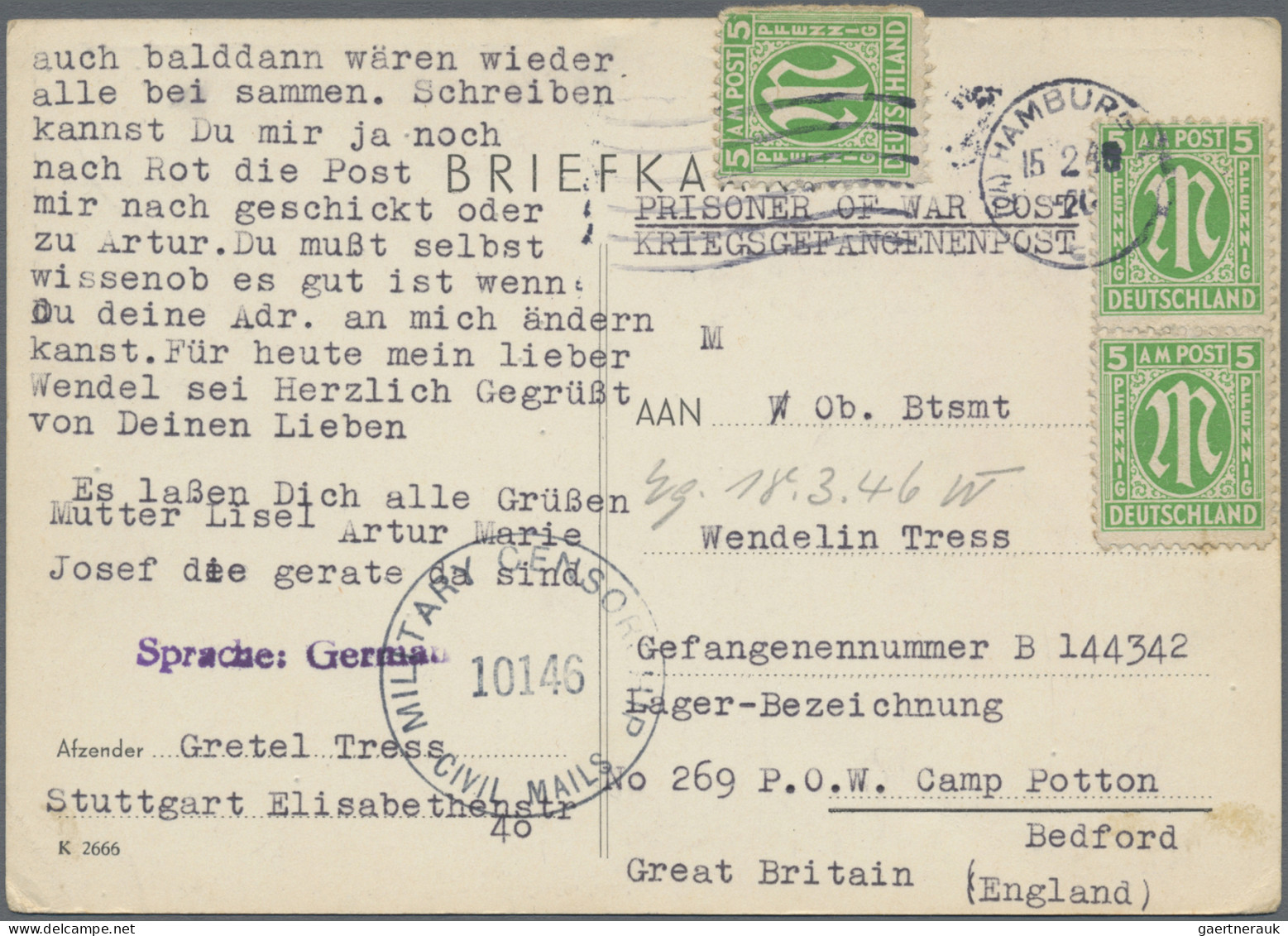 Bizone: 1945/1946, AM-Post, Partie von 17 Briefen und Karten, meist aus dem Beda