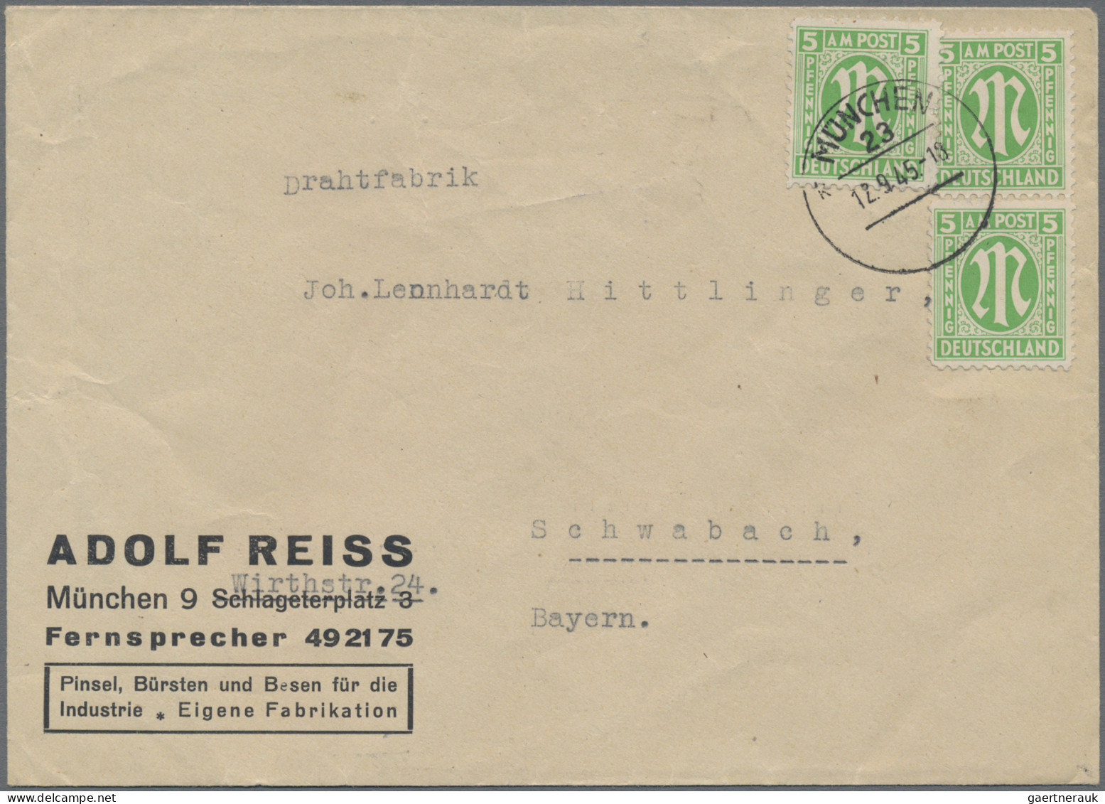 Bizone: 1945/1946, AM-Post, Sammlungspartie Von 34 Belegen, Dabei MiF Mit Lokala - Altri & Non Classificati