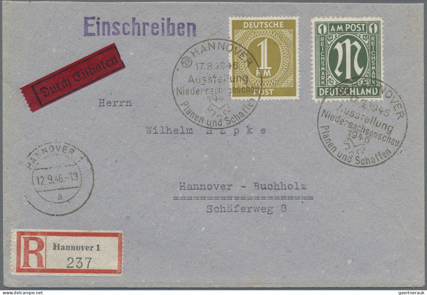 Bizone: 1945/1946, AM-Post, Sammlungspartie von 34 Belegen, dabei MiF mit Lokala