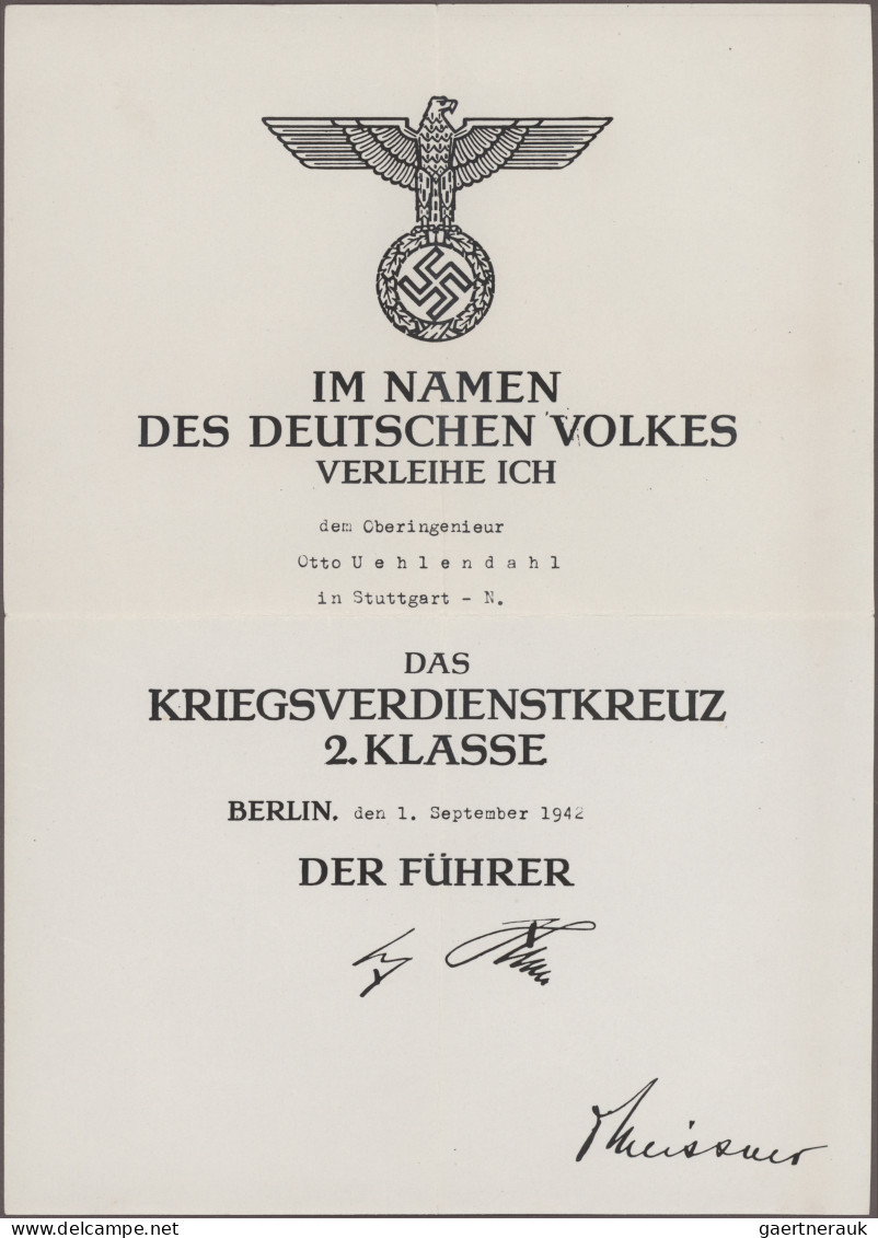 Varia (im Briefmarkenkatalog): 3.Reich: KVK 2.Kl ohne Schwerter mit Punze 19 und