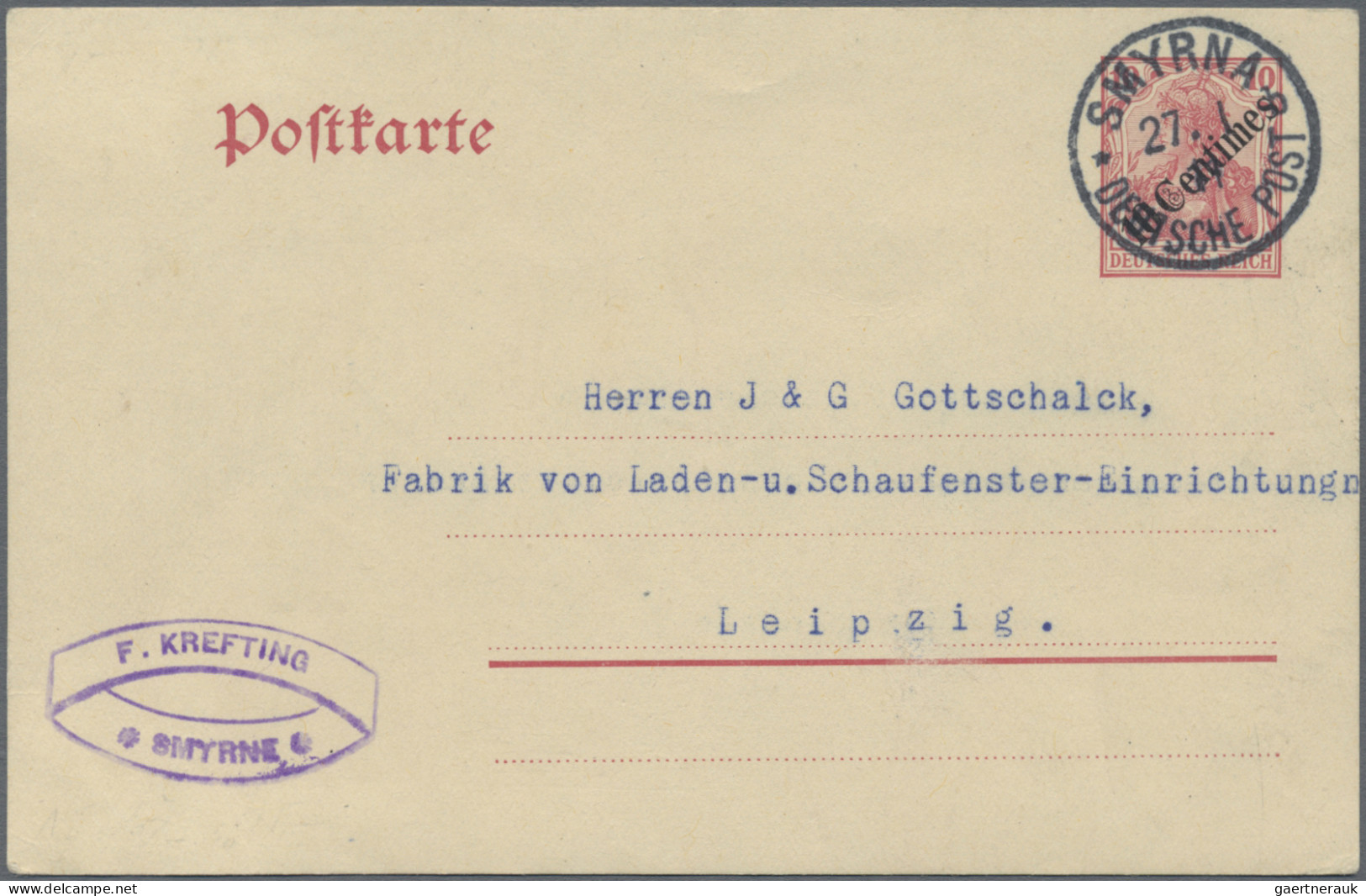 Deutsche Post In Der Türkei - Ganzsachen: 1894/1914, Saubere Partie Von 18 Gebra - Deutsche Post In Der Türkei