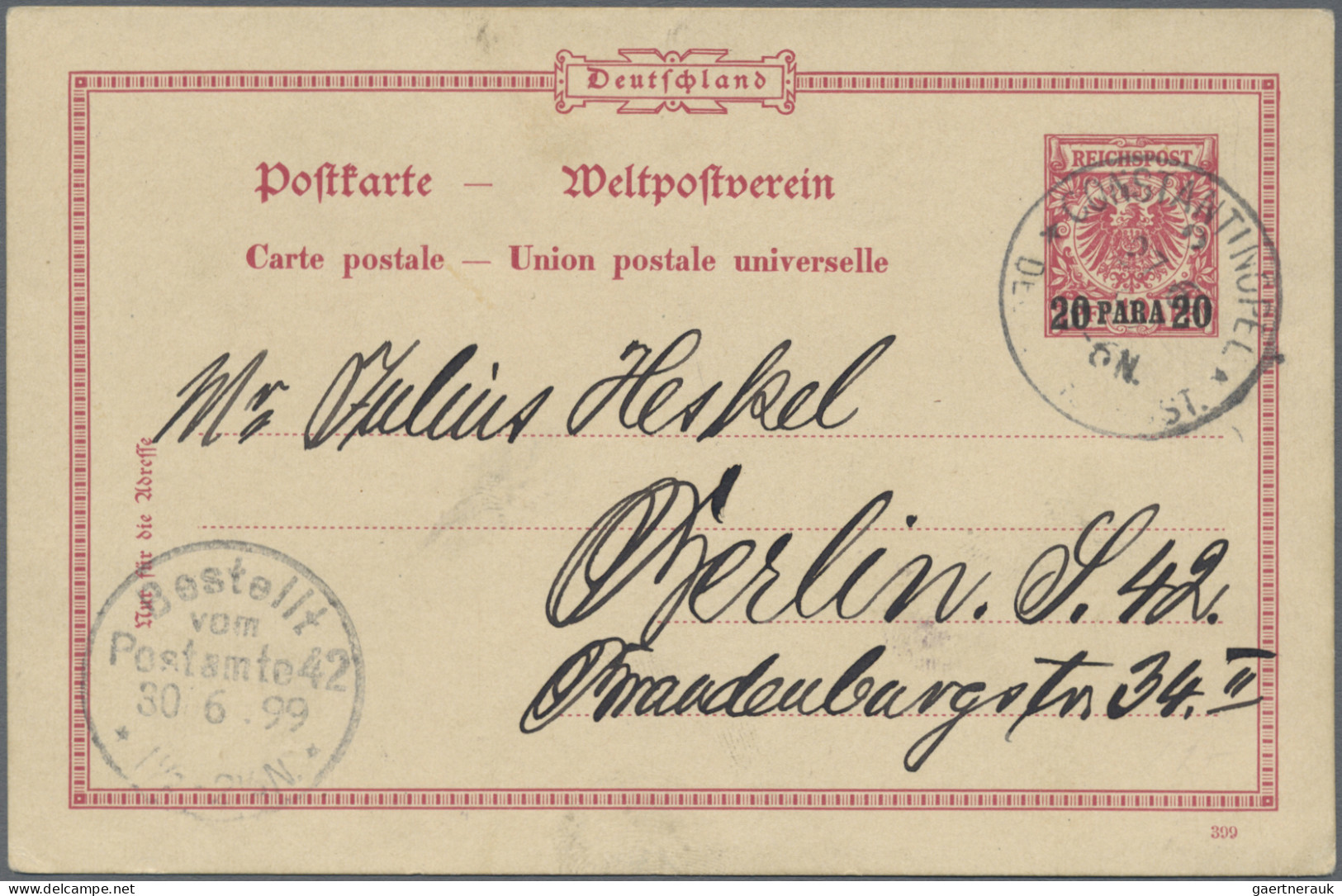 Deutsche Post in der Türkei - Ganzsachen: 1896/1912, saubere Partie von 17 gebra