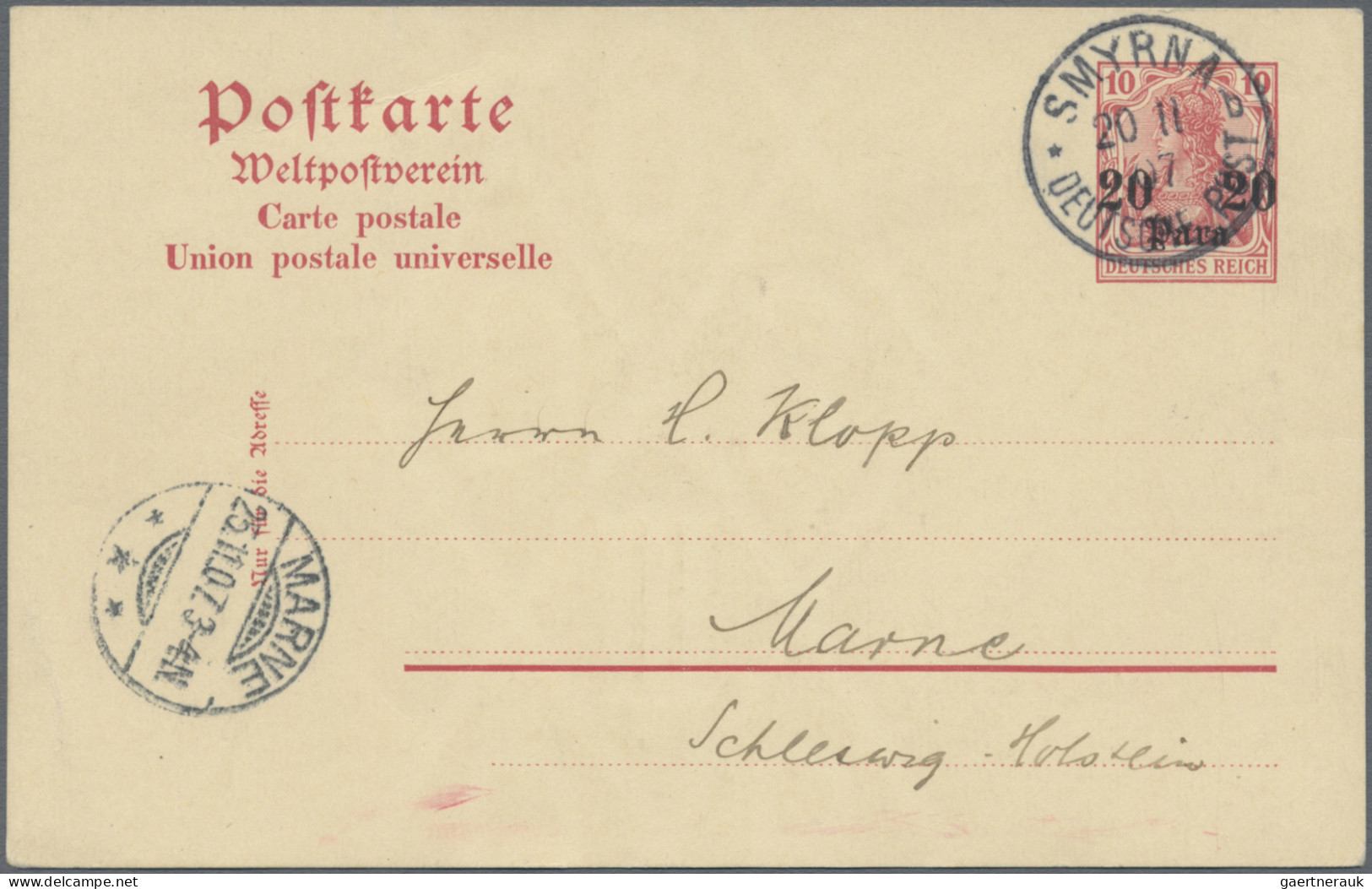 Deutsche Post in der Türkei - Ganzsachen: 1897/1914, saubere Partie von 17 gebra