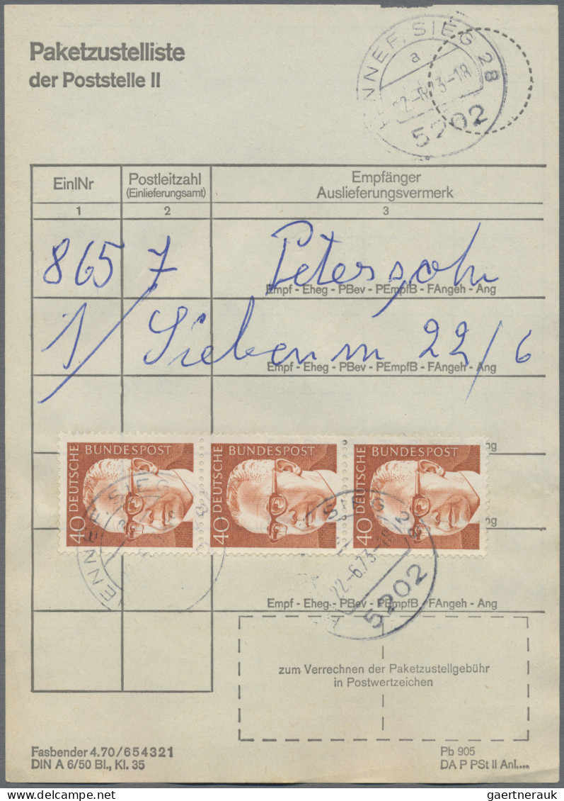 Bundesrepublik Deutschland: 1973/1980, Partie Von Ca. 90 Stück "Paketzustelliste - Verzamelingen