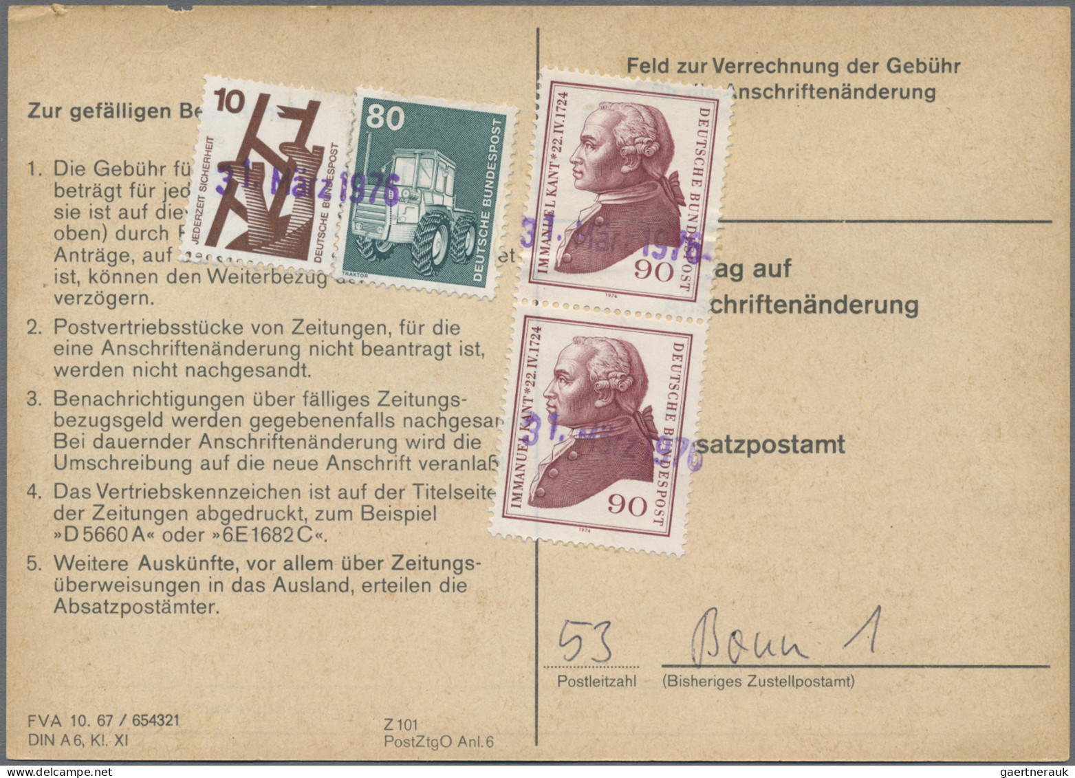 Bundesrepublik Deutschland: 1974/1978, Partie Von Ca. 80 Stück "Antrag Auf Ansch - Collections