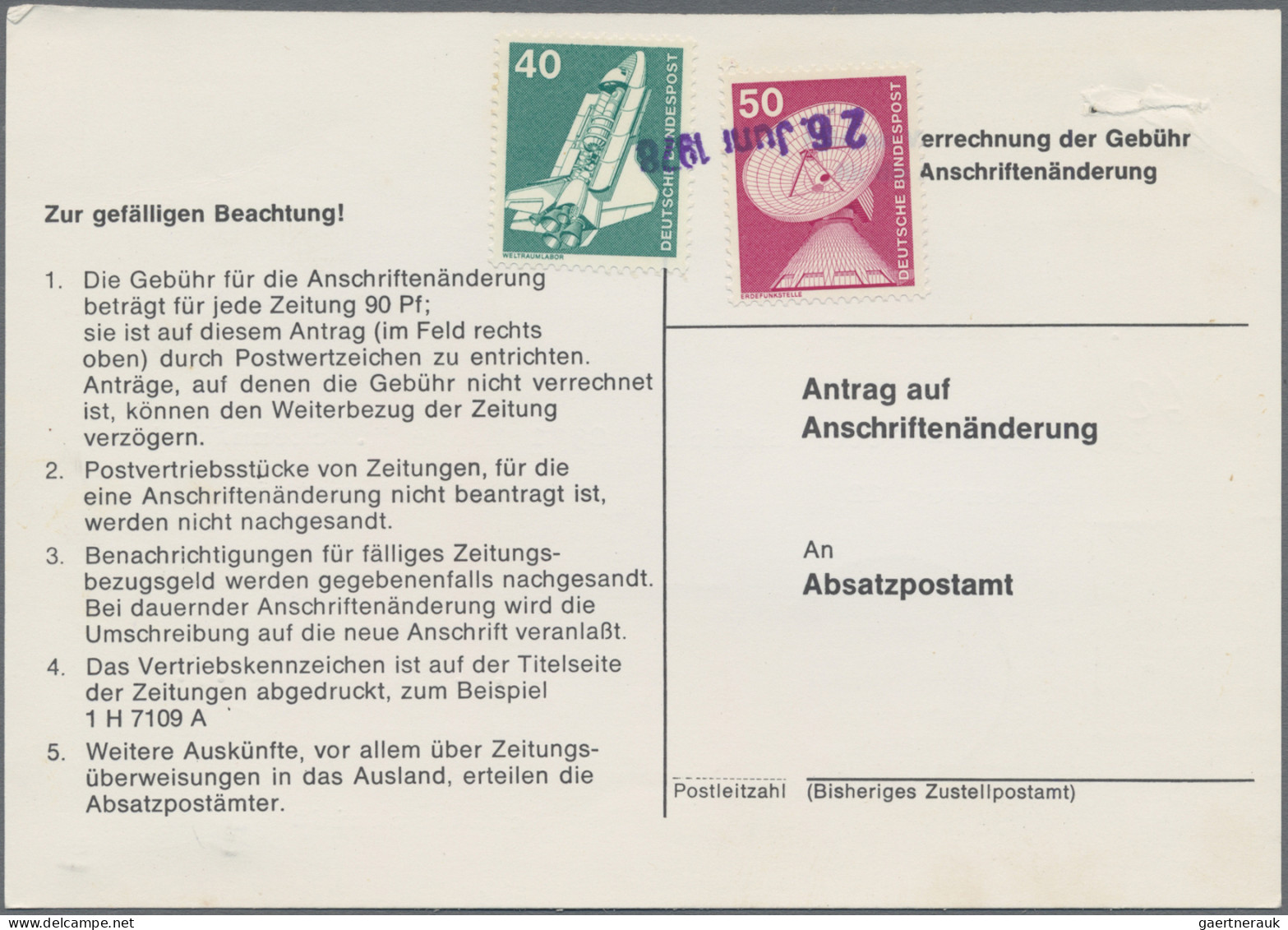 Bundesrepublik Deutschland: 1974/1978, Partie von ca. 80 Stück "Antrag auf Ansch
