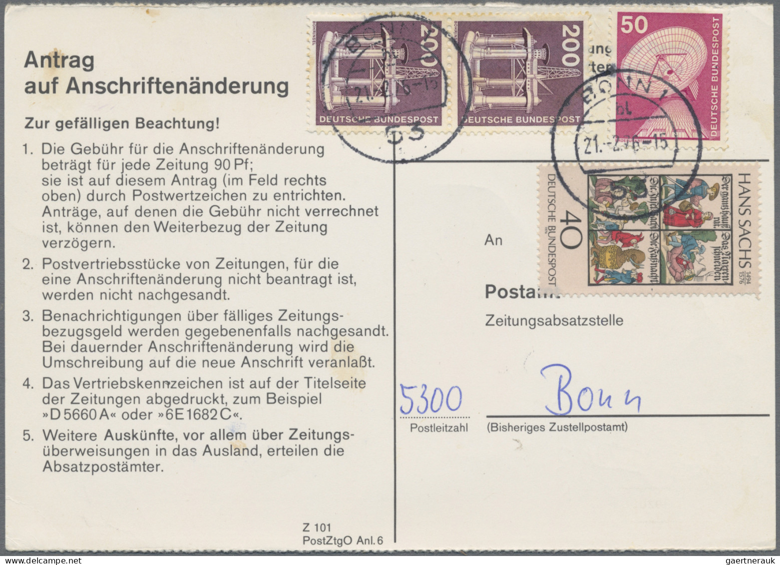 Bundesrepublik Deutschland: 1974/1978, Partie Von Ca. 80 Stück "Antrag Auf Ansch - Collezioni