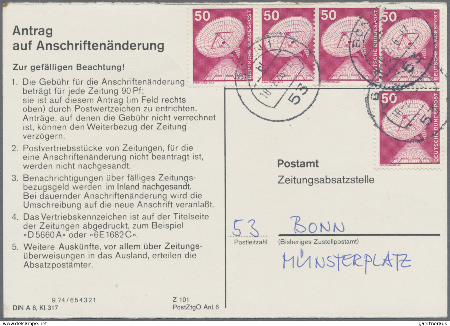 Bundesrepublik Deutschland: 1974/1978, Partie Von Ca. 80 Stück "Antrag Auf Ansch - Sammlungen