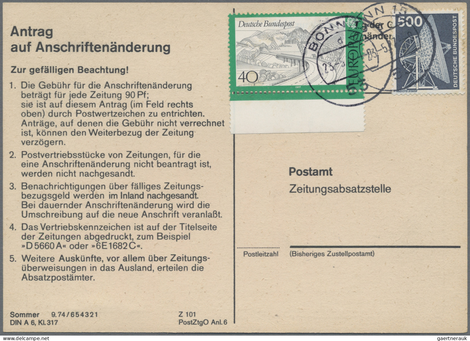 Bundesrepublik Deutschland: 1974/1978, Partie Von Ca. 81 Stück "Antrag Auf Ansch - Collections