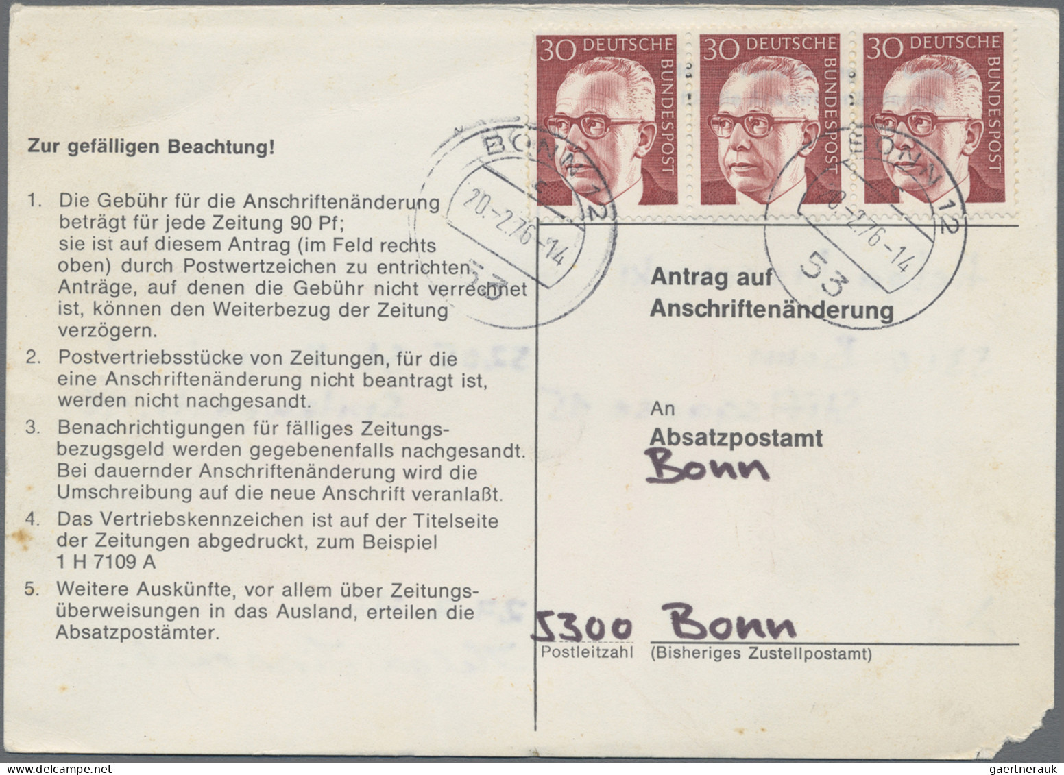 Bundesrepublik Deutschland: 1974/1978, Partie Von Ca. 84 Stück "Antrag Auf Ansch - Sammlungen