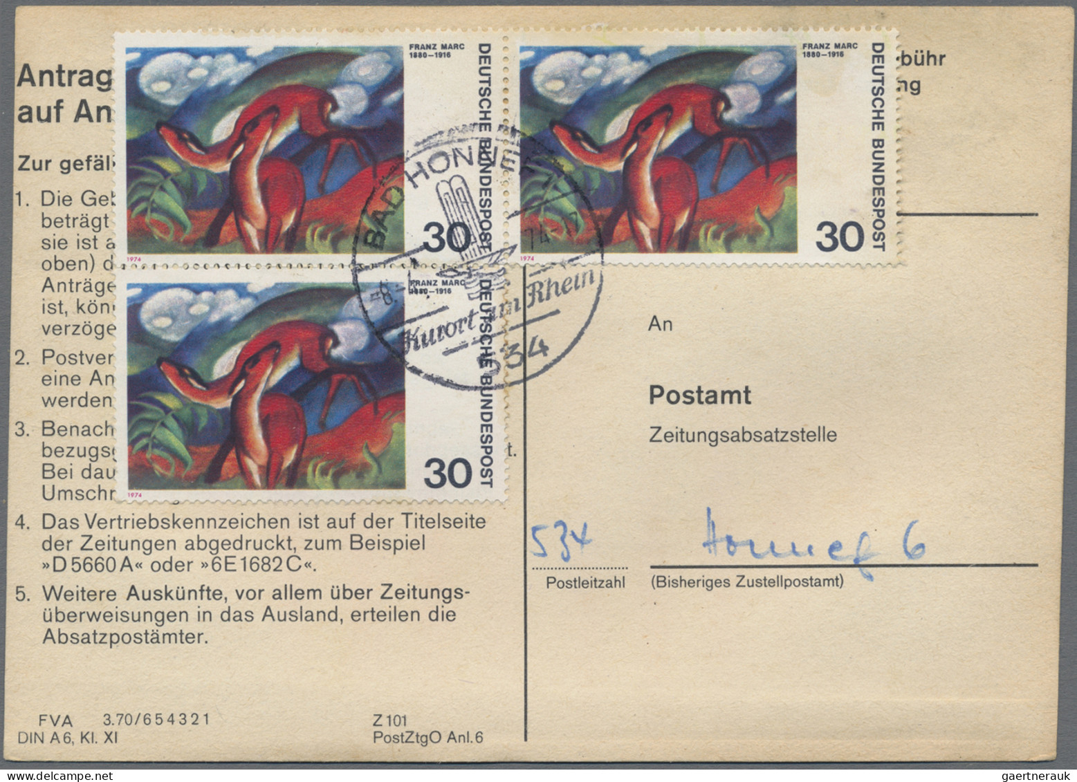 Bundesrepublik Deutschland: 1974/1978, Partie Von Ca. 84 Stück "Antrag Auf Ansch - Collections