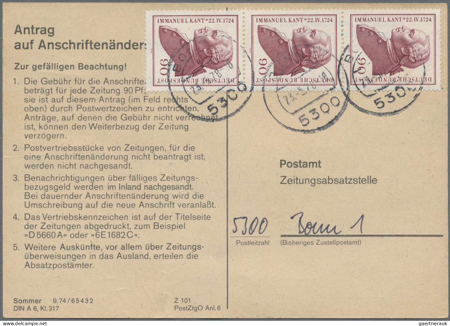 Bundesrepublik Deutschland: 1974/1978, Partie Von Ca. 84 Stück "Antrag Auf Ansch - Collections