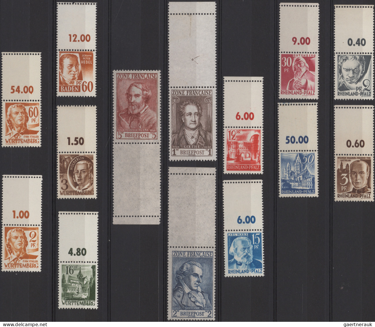 Deutschland: 1876/1945, Kleine Sammlung Von Marken Mit Anhängenden Leerfeldern A - Collections