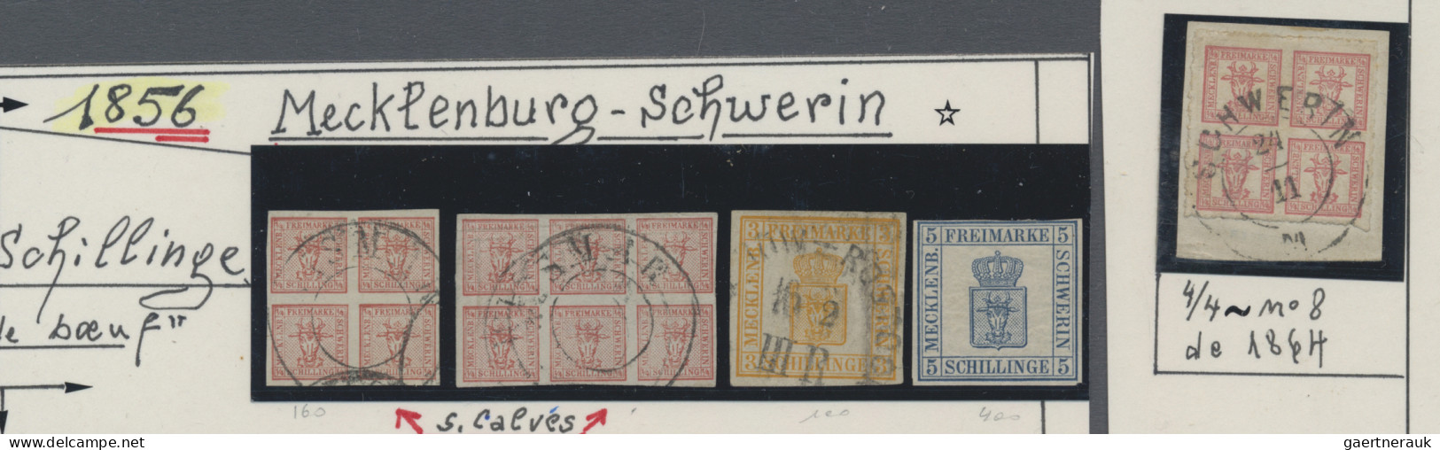 Altdeutschland: 1849/1867 (ca), Partie auf Steckkarten, meist gestempelt sowie e
