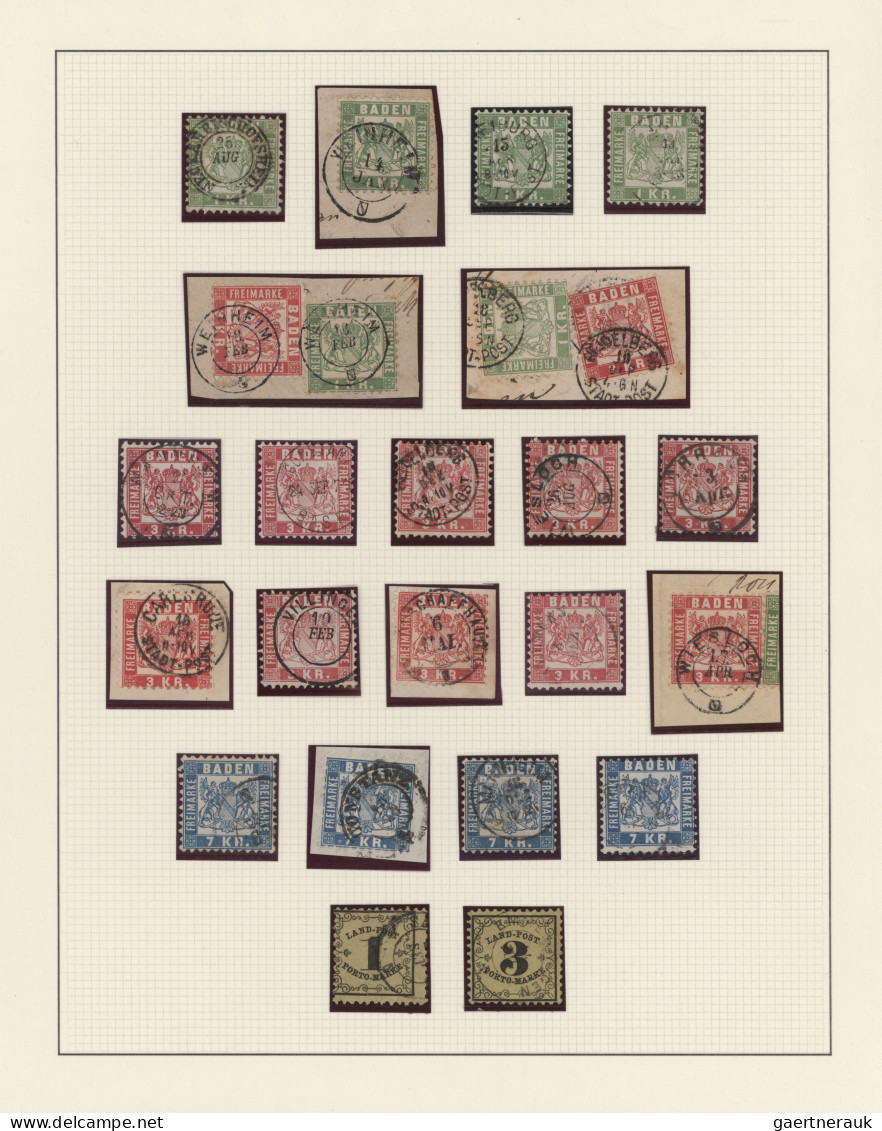 Baden - Marken Und Briefe: 1851/1868, Gestempelte Sammlung Von Ca. 91 Marken Auf - Altri & Non Classificati
