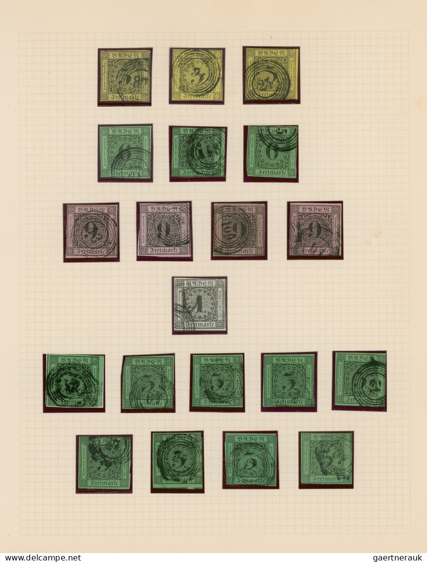Baden - Marken Und Briefe: 1851/1868, Gestempelte Sammlung Von Ca. 96 Marken, Sa - Other & Unclassified