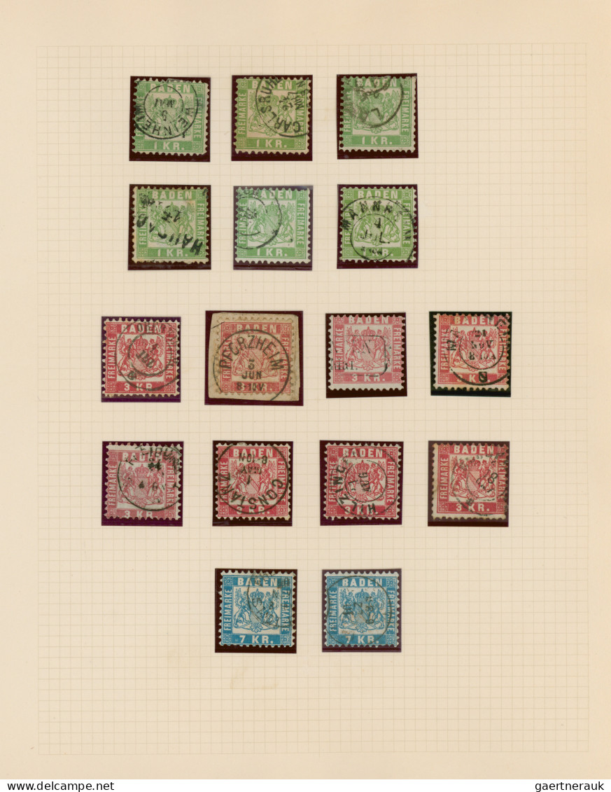 Baden - Marken Und Briefe: 1851/1868, Gestempelte Sammlung Von Ca. 96 Marken, Sa - Autres & Non Classés