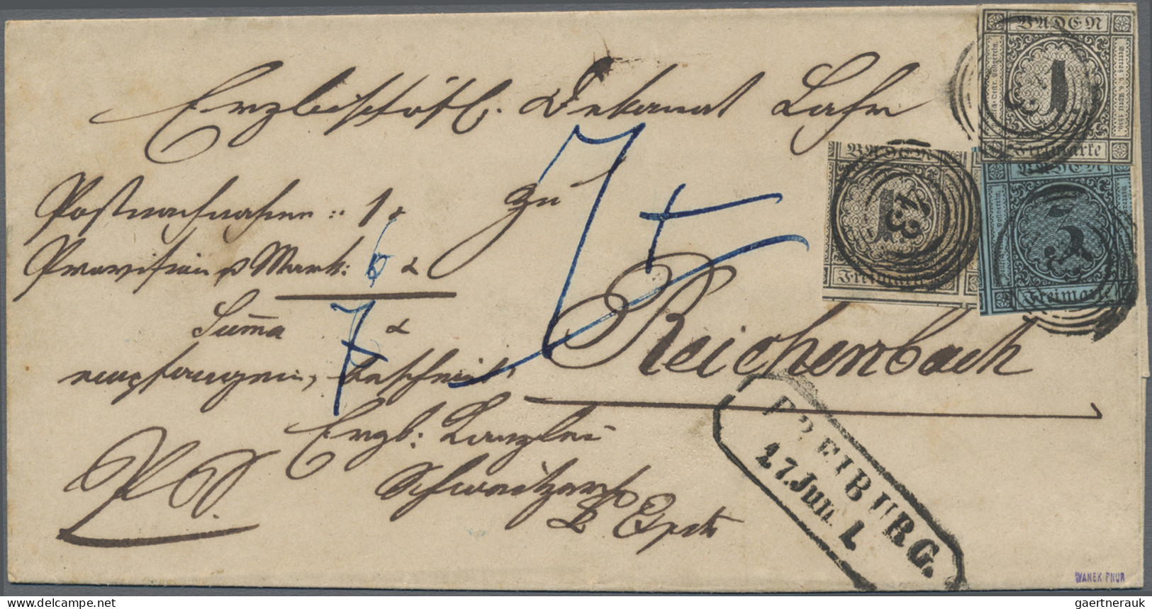 Baden - Marken und Briefe: 1862/1868 (ca.), Gehaltvolle Partie von über 210 Bele