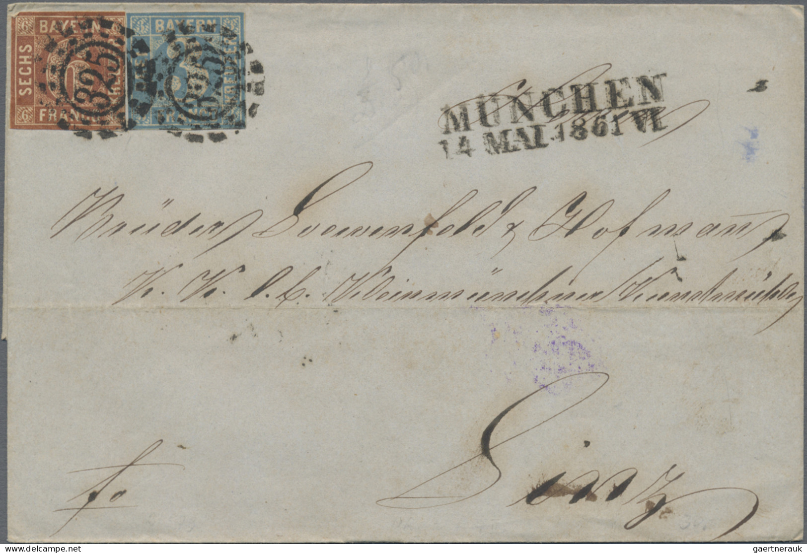 Bayern - Marken und Briefe: 1848/1873, Partie von 28 Briefen der Kreuzerzeit, me