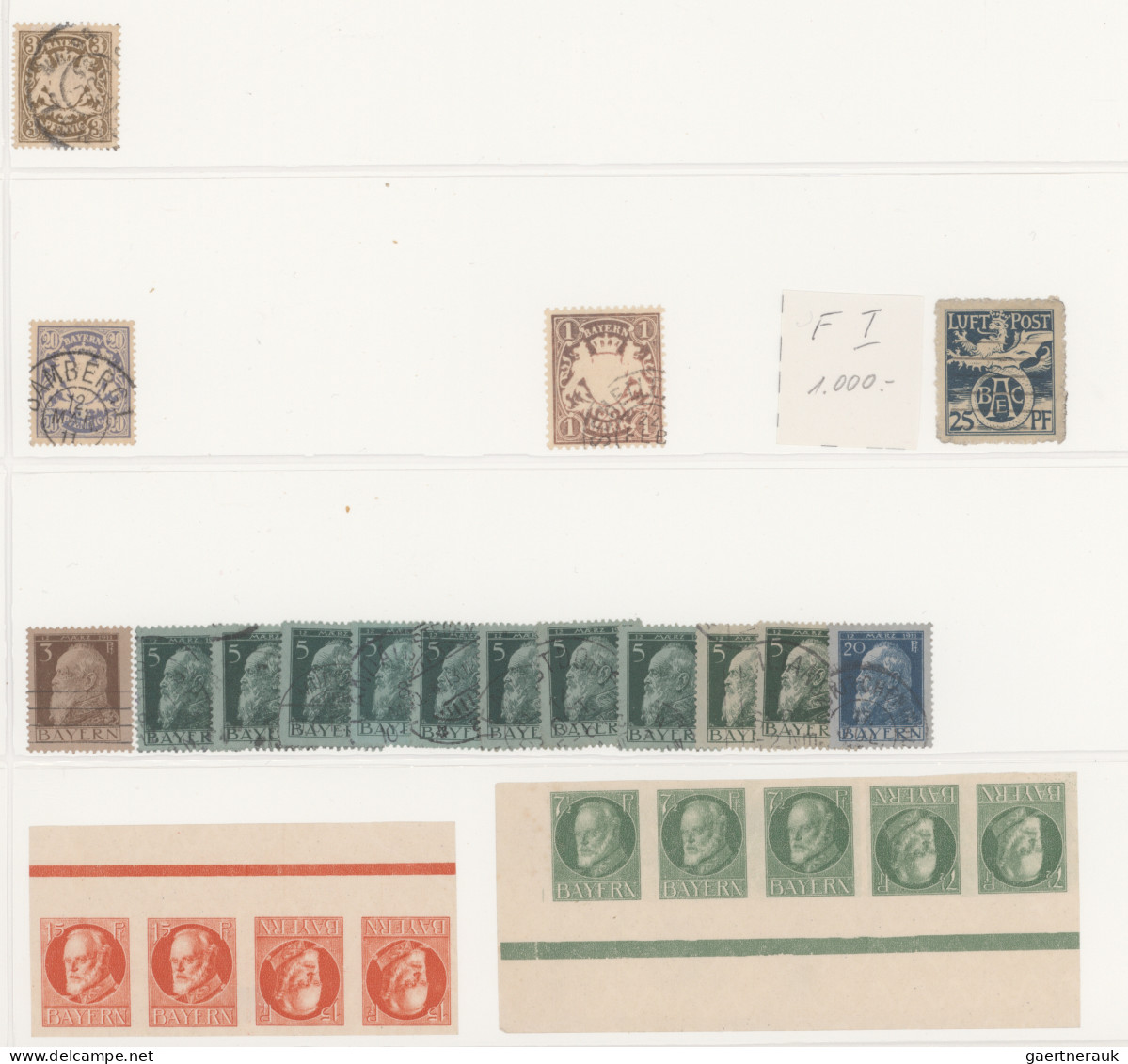 Bayern - Marken Und Briefe: 1849/1920, Sammlung Ab Der Nr. 1, Mit 6 Mal Nr. 13, - Andere & Zonder Classificatie