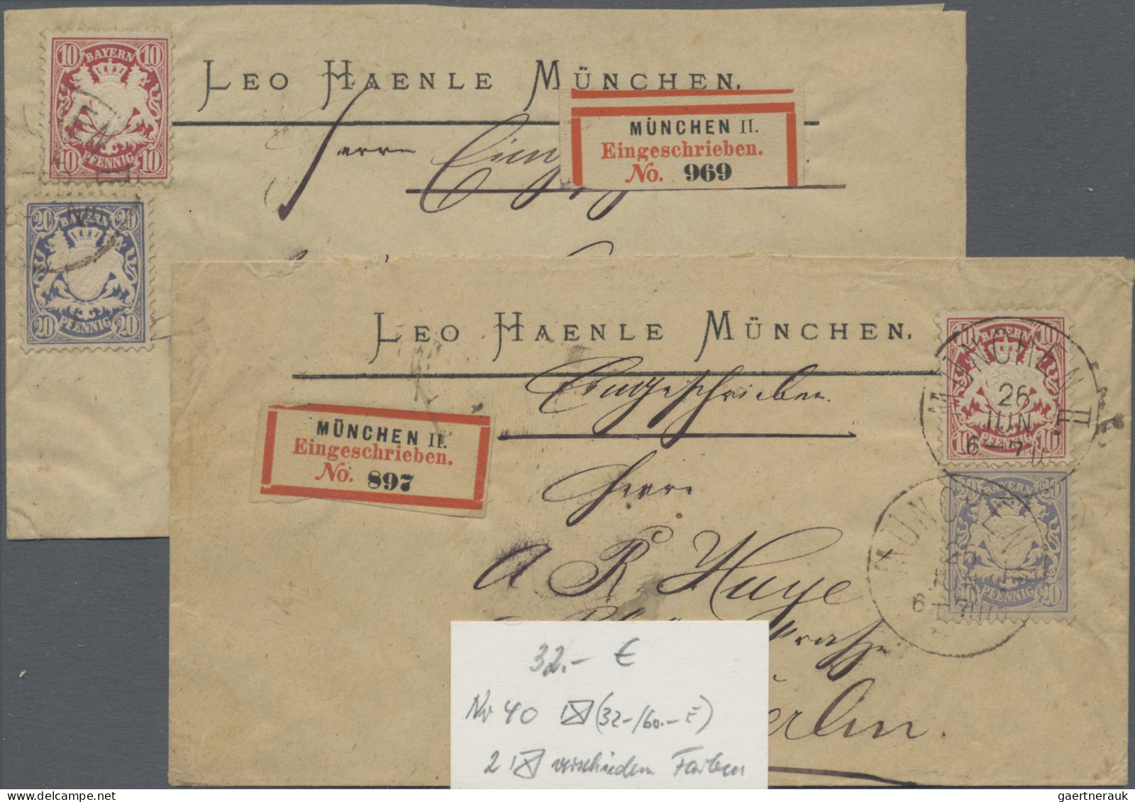 Bayern - Marken und Briefe: 1856/1916, saubere Partie von 15 ausgesuchten Belege