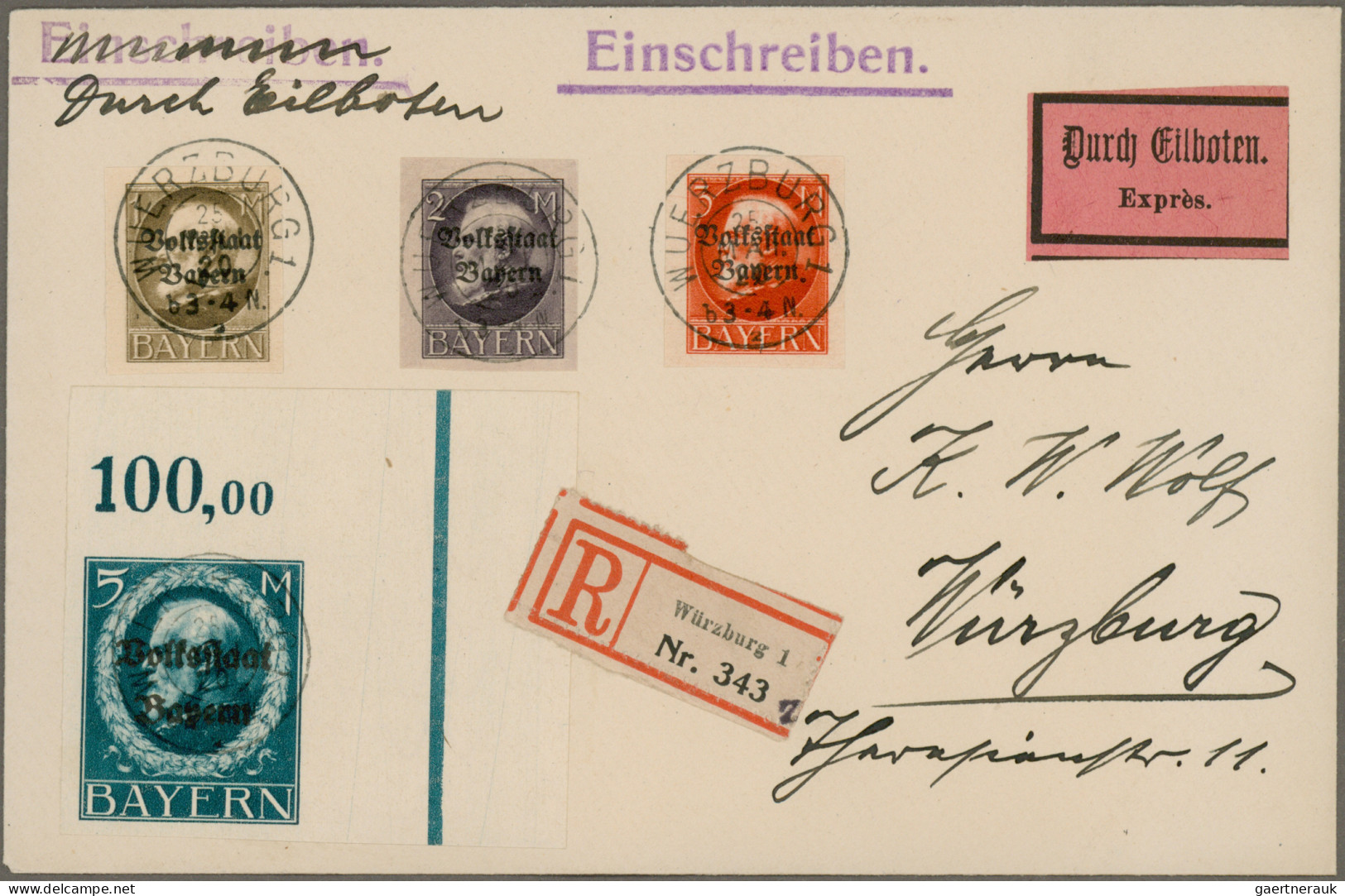 Bayern - Marken Und Briefe: 1876/1920, Vielseitige Partie Von Ca. 53 Briefen Und - Sonstige & Ohne Zuordnung