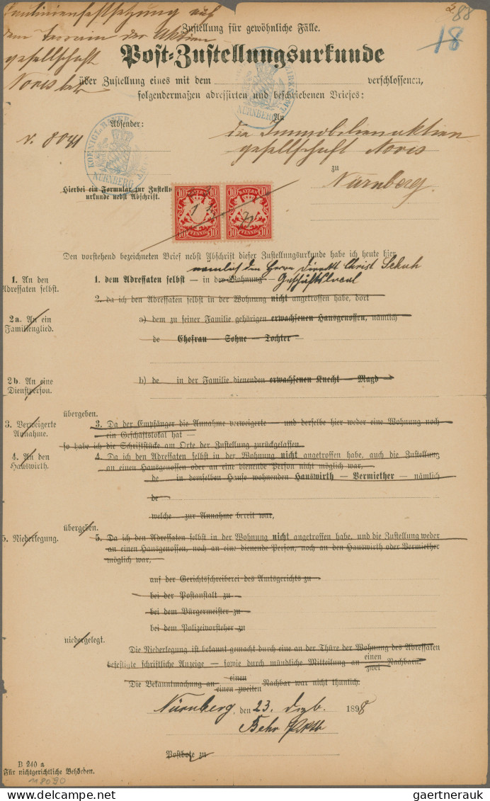 Bayern - Marken Und Briefe: 1889/1918, Partie Von Sechs Frankierten Dokumenten, - Otros & Sin Clasificación