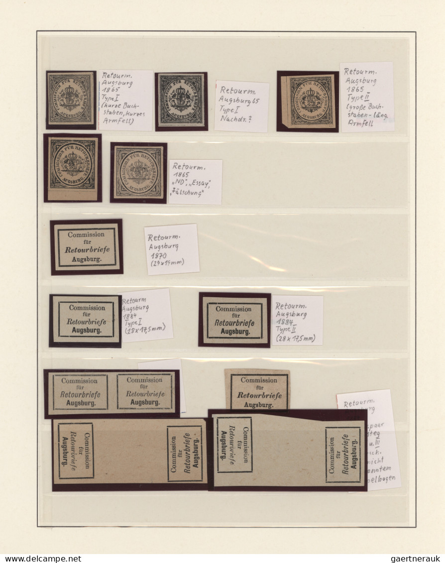 Bayern - Retourmarken: 1865/1884 (ca.), Vielseitige Sammlung Von Ca. 370 Retourm - Autres & Non Classés