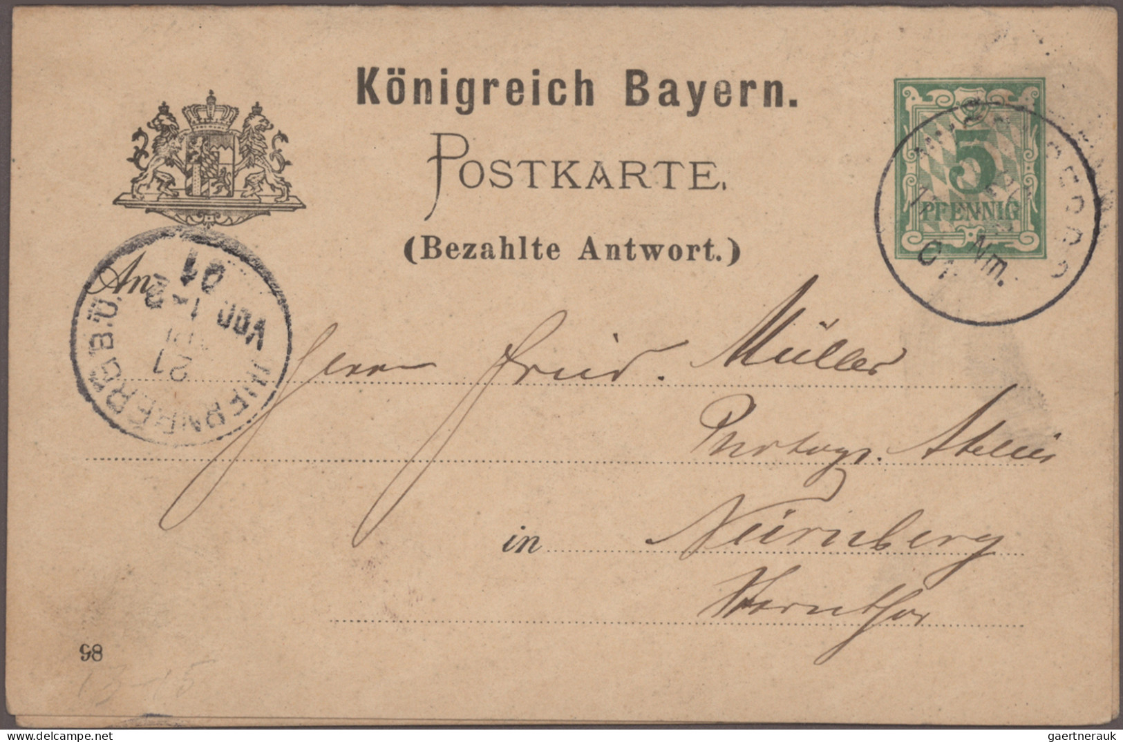 Bayern - Ganzsachen: 1873/1920, Partie von ca. 370 gebrauchten und ungebrauchten