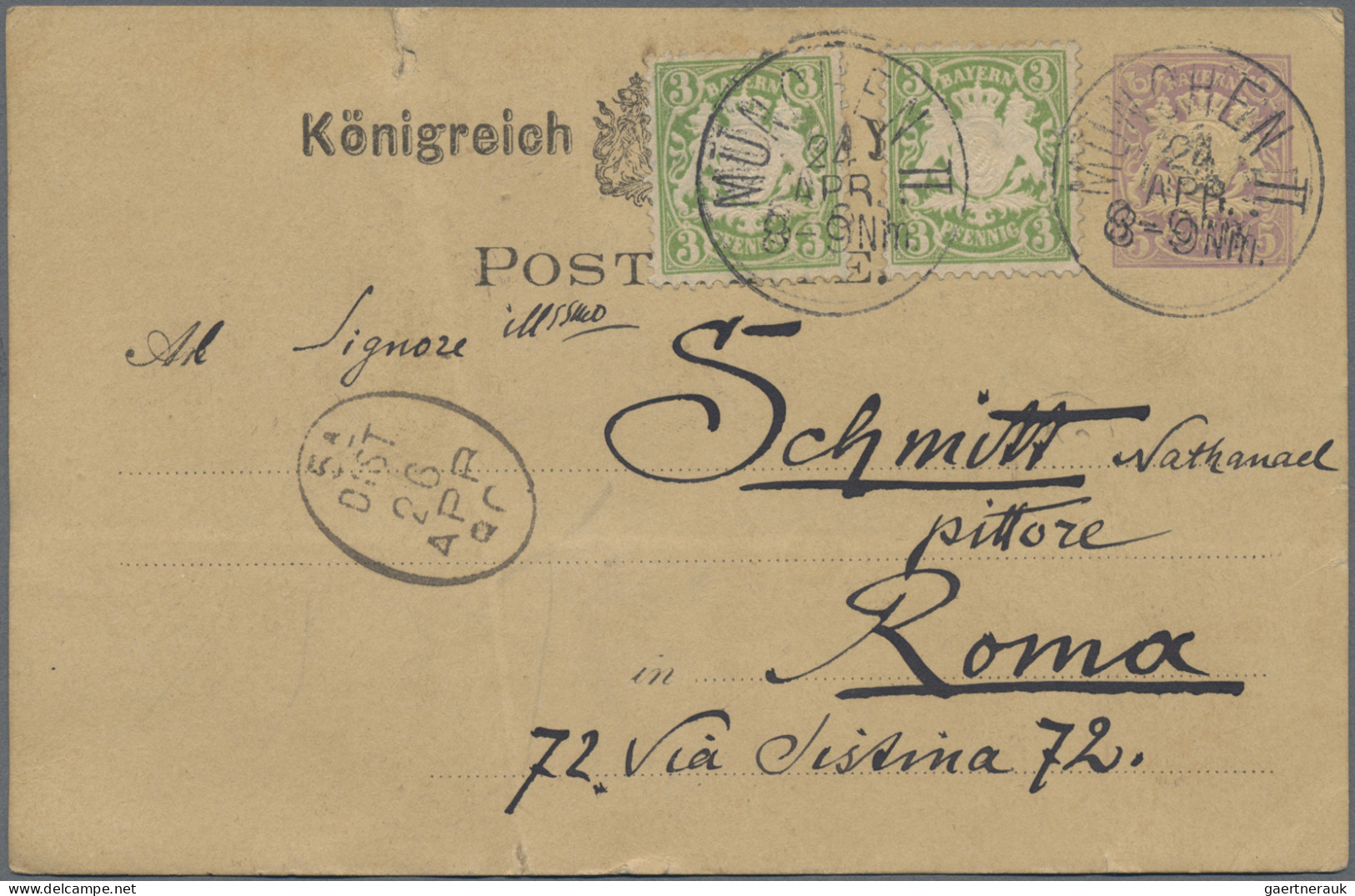 Bayern - Ganzsachen: 1876/1880 (ca.), Drei Ganzsachenkarten Mit Zusatzfrankatur - Andere & Zonder Classificatie