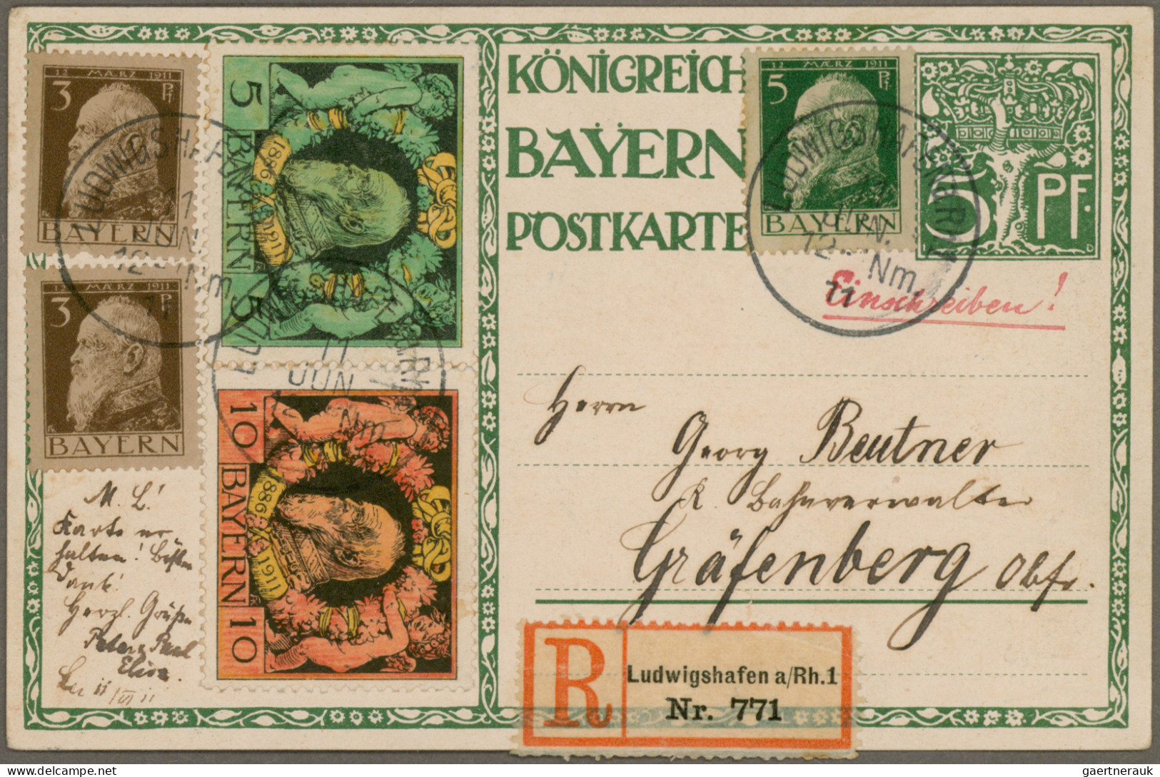 Bayern - Ganzsachen: 1880/1920 (ca.), Partie von ca. 145 gebrauchten und ungebra