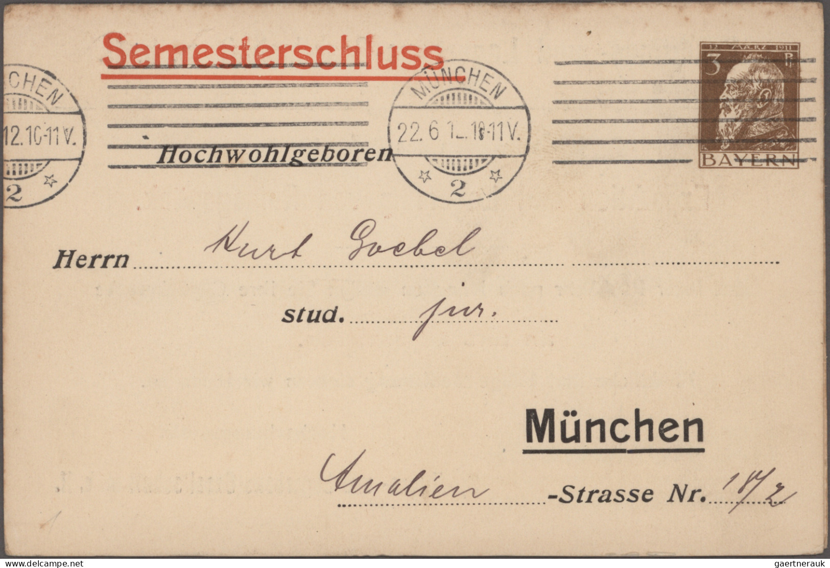 Bayern - Privatganzsachen: 1912, Luitpold, Privat-Ganzsachen-Doppelkarte 3 Pfg.+ - Sonstige & Ohne Zuordnung