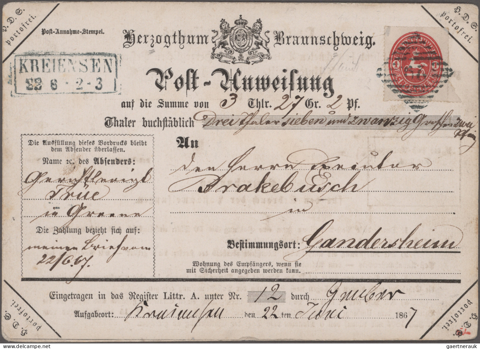 Braunschweig - Marken Und Briefe: 1852/65, Kleine Partie Von Drei Braunschweig-B - Braunschweig