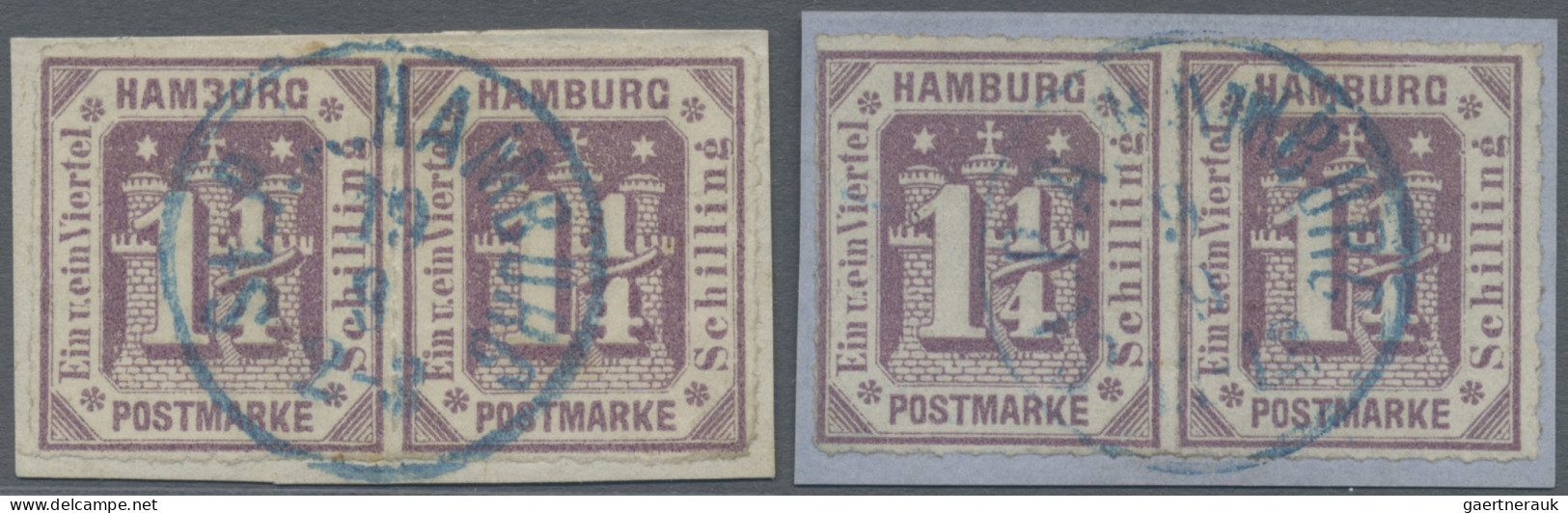 Hamburg - Marken und Briefe: 1859/1866, 19 herausragende Einzelstücke in erstkla