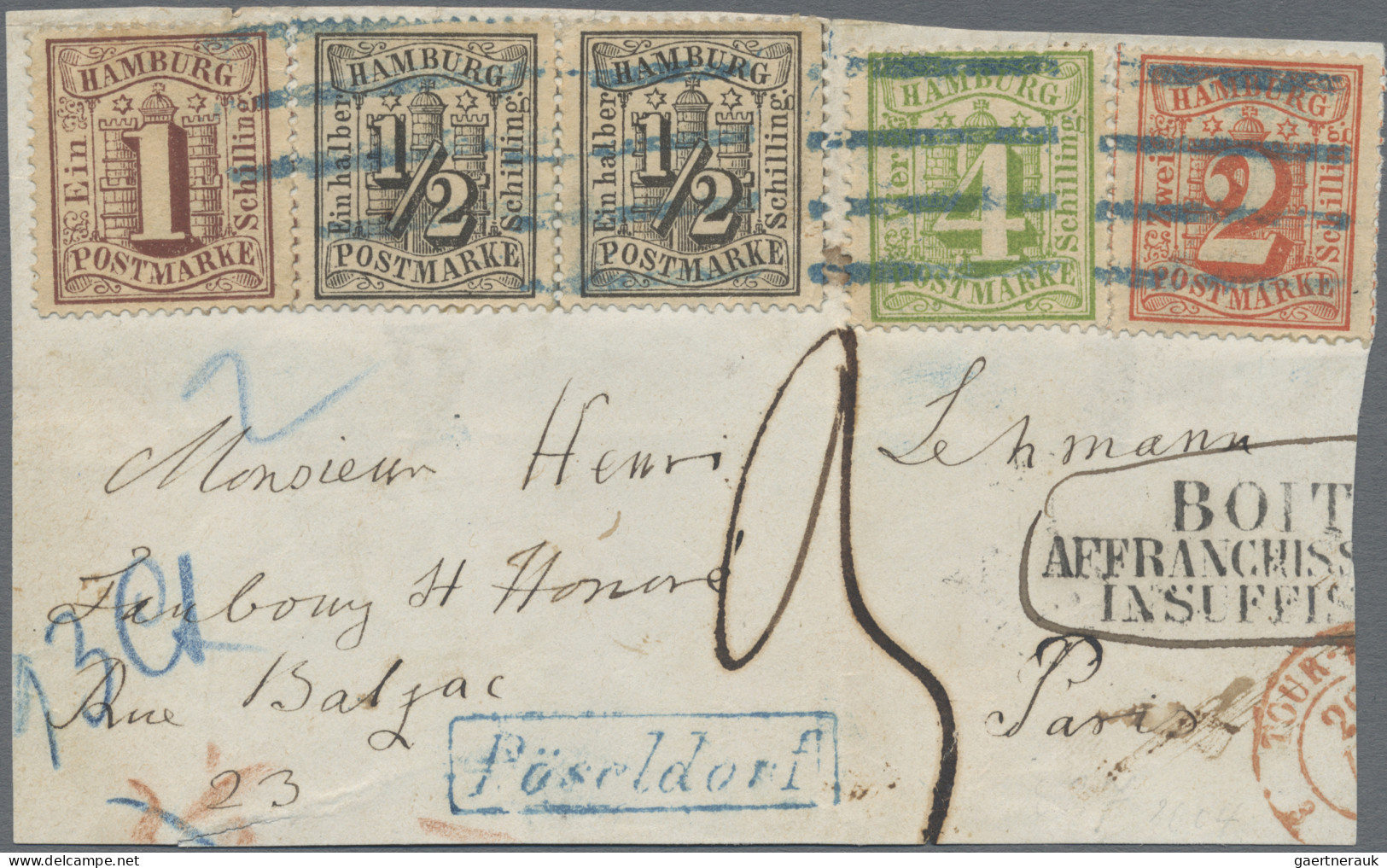 Hamburg - Marken und Briefe: 1859/1866, 19 herausragende Einzelstücke in erstkla