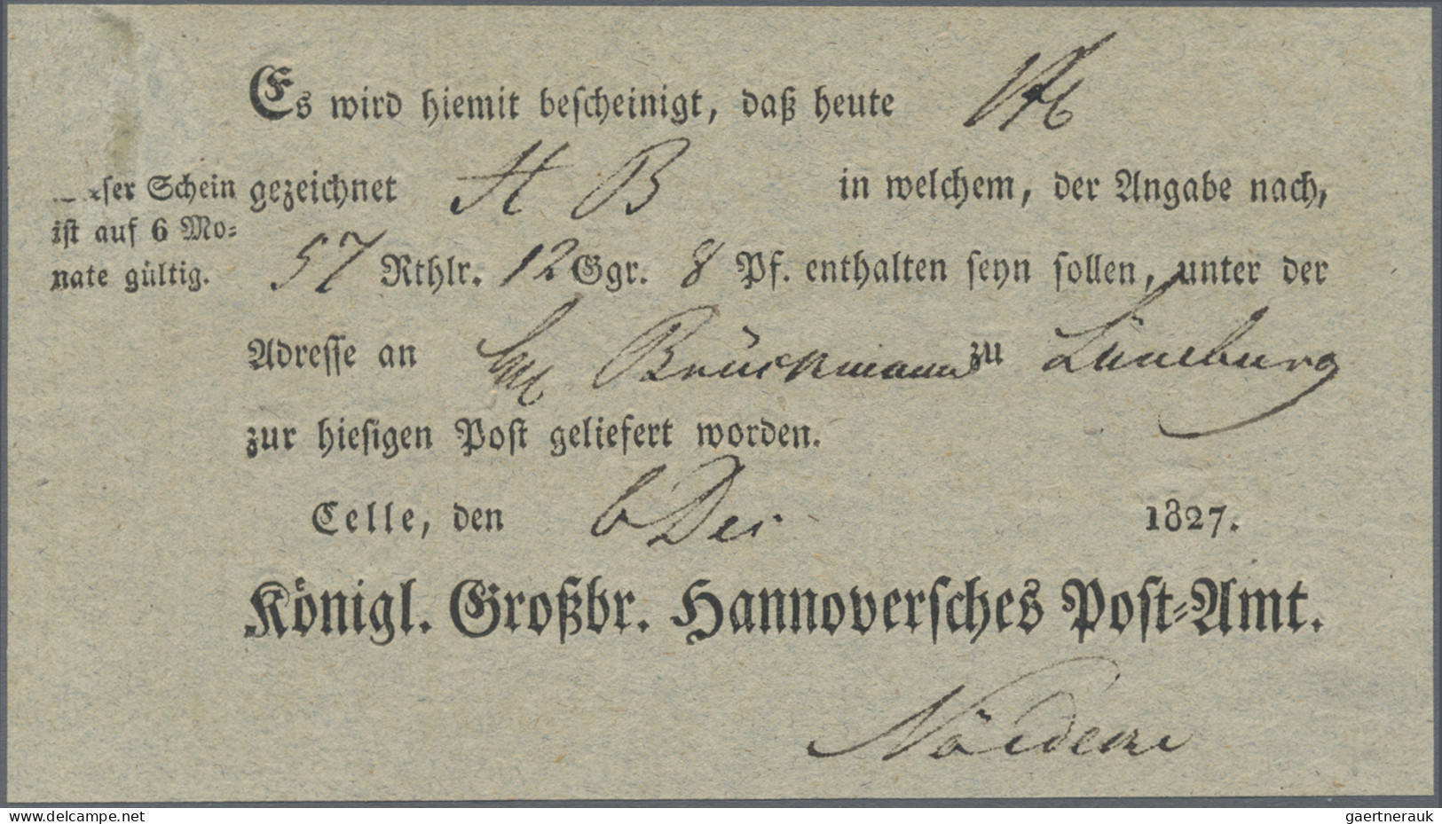 Hannover - Marken Und Briefe: 1827/1867, Partie Von Fünf Belegen, Dabei MiNr. 3 - Hanovre