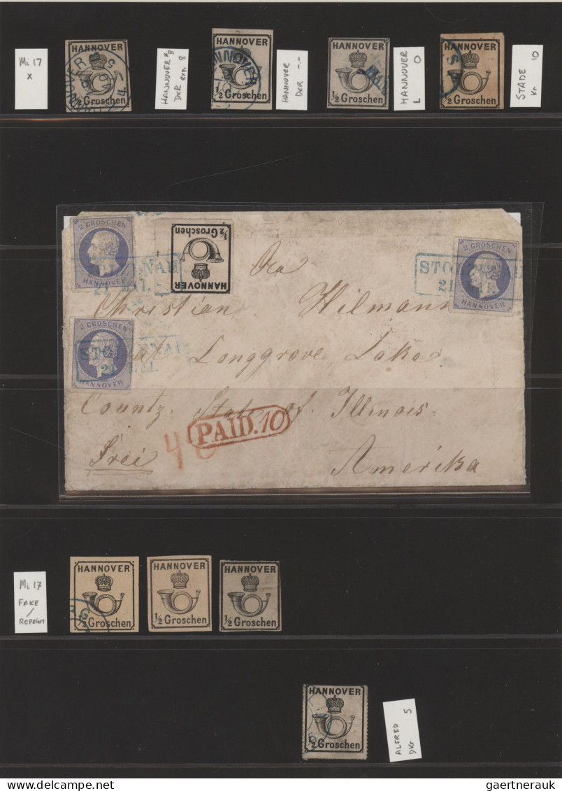 Hannover - Marken Und Briefe: 1850/1864 (ca.), Altes Objekt In 4 Selbstgestaltet - Hannover