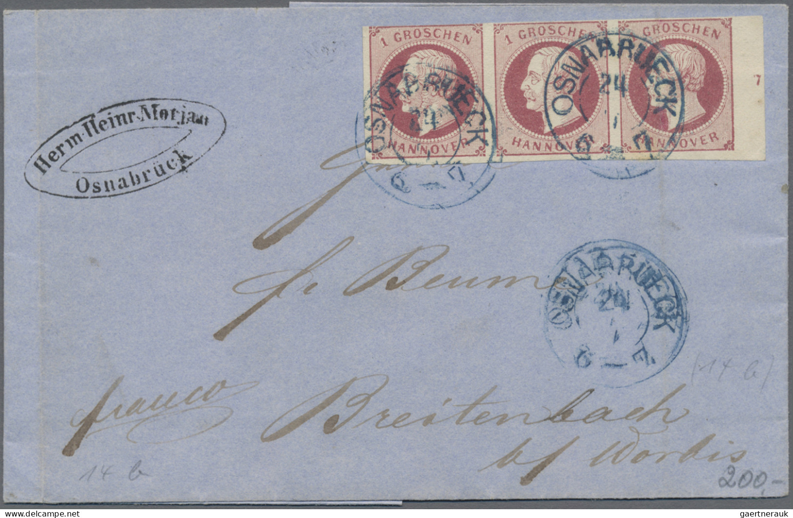 Hannover - Marken Und Briefe: 1850/1864 (ca.), Grundstocksammlung Mit Zahlreiche - Hanovre