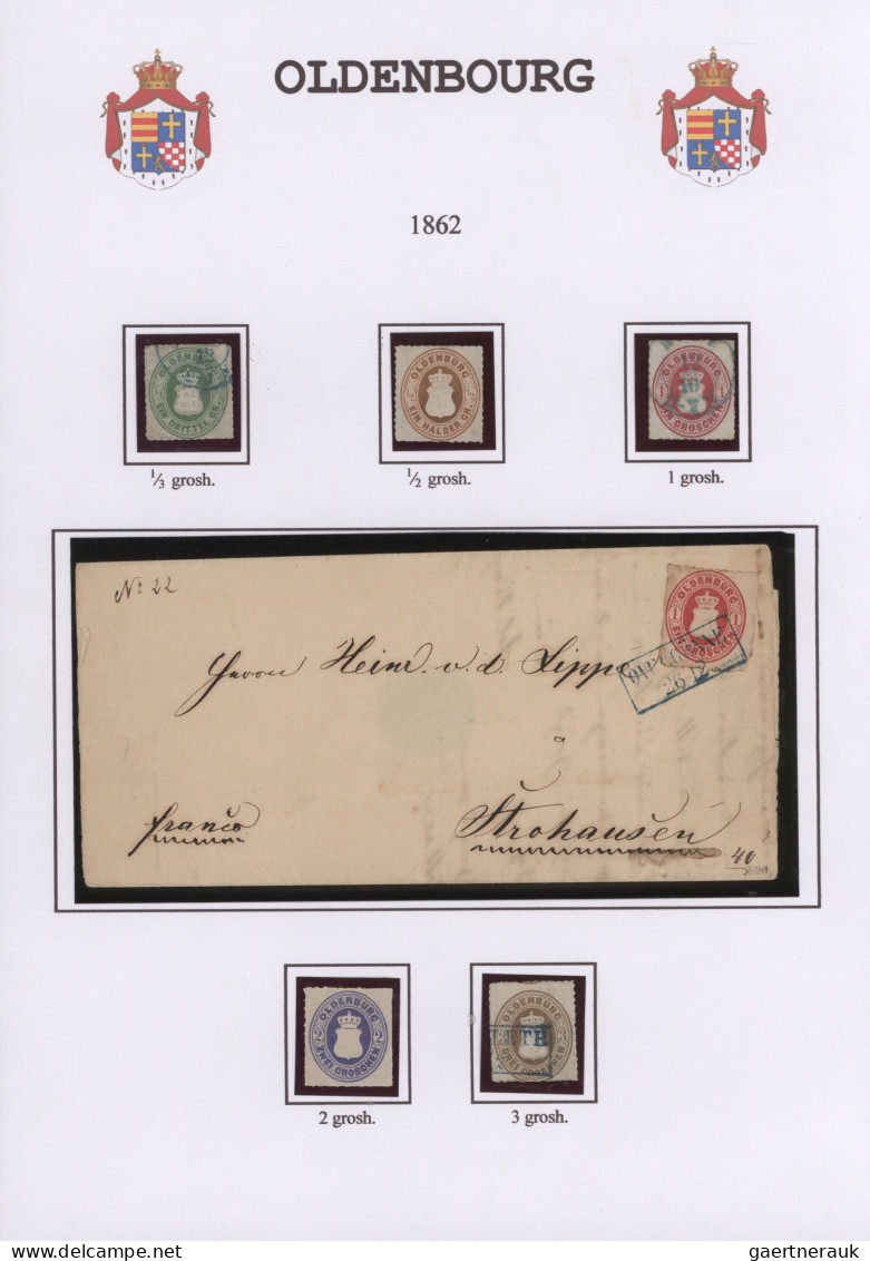 Oldenburg - Marken Und Briefe: 1852/1862, Kleine Sammlung Mit 14 Marken Und 2 Be - Oldenburg