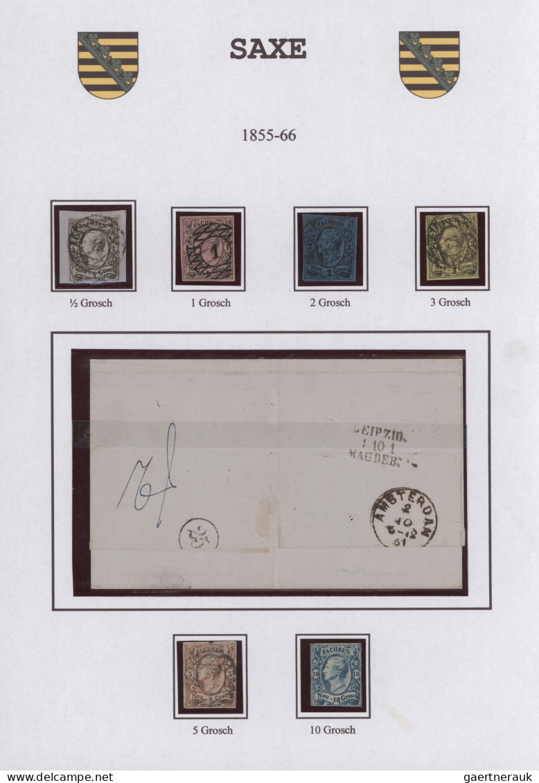 Sachsen - Marken Und Briefe: 1851/1867, Sammlung Von 62 Marken Und 3 Belegen U.a - Sachsen