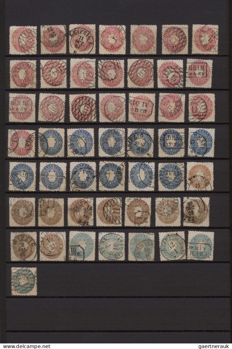 Sachsen - Marken Und Briefe: 1851/1867, Saubere Gestempelte Sammlung Von Ca. 245 - Saxony