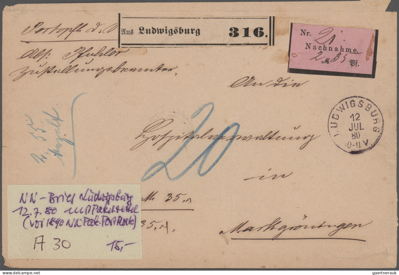 Württemberg - Vorphilatelie: 1887/1948, Posten Mit über 170 Briefen, Karten, Gan - Préphilatélie