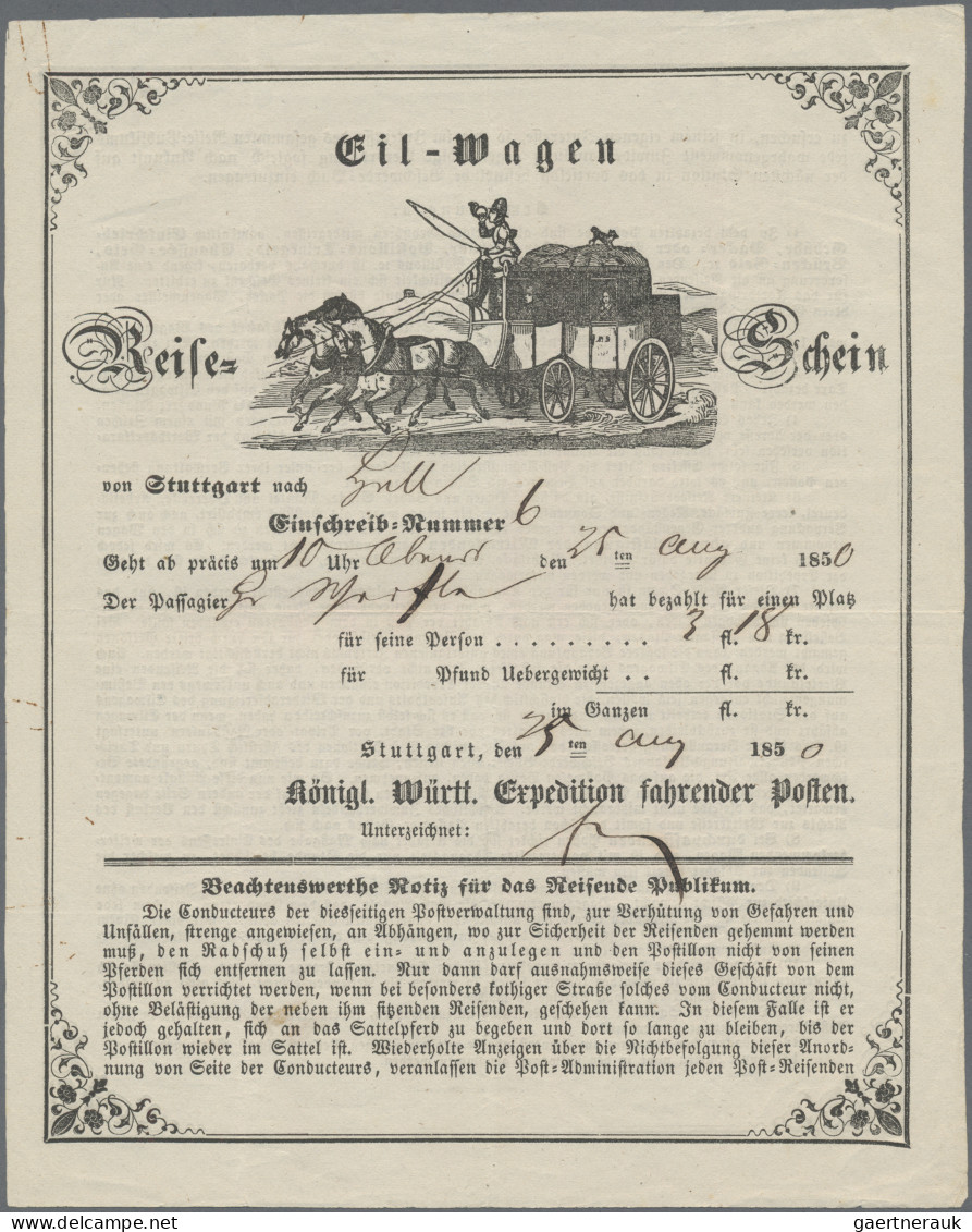 Württemberg - Marken Und Briefe: 1826/1881, Kl. Sammlung Mit 14 Belegen, Dabei 2 - Otros & Sin Clasificación