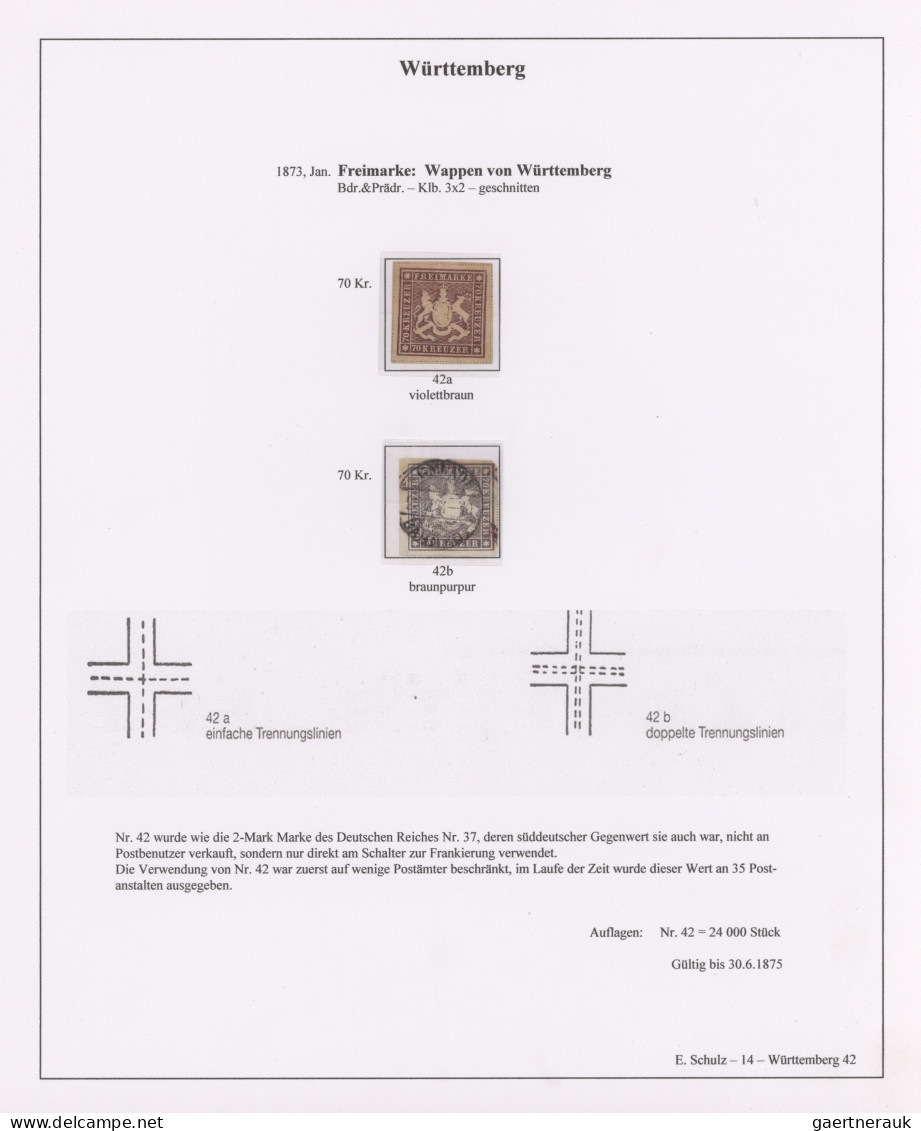 Württemberg - Marken Und Briefe: 1851/1875, Gestempelte Sammlung Der Kreuzer-Zei - Other & Unclassified