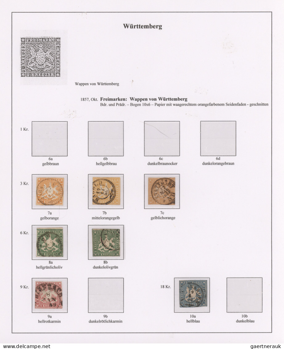 Württemberg - Marken und Briefe: 1851/1875, gestempelte Sammlung der Kreuzer-Zei